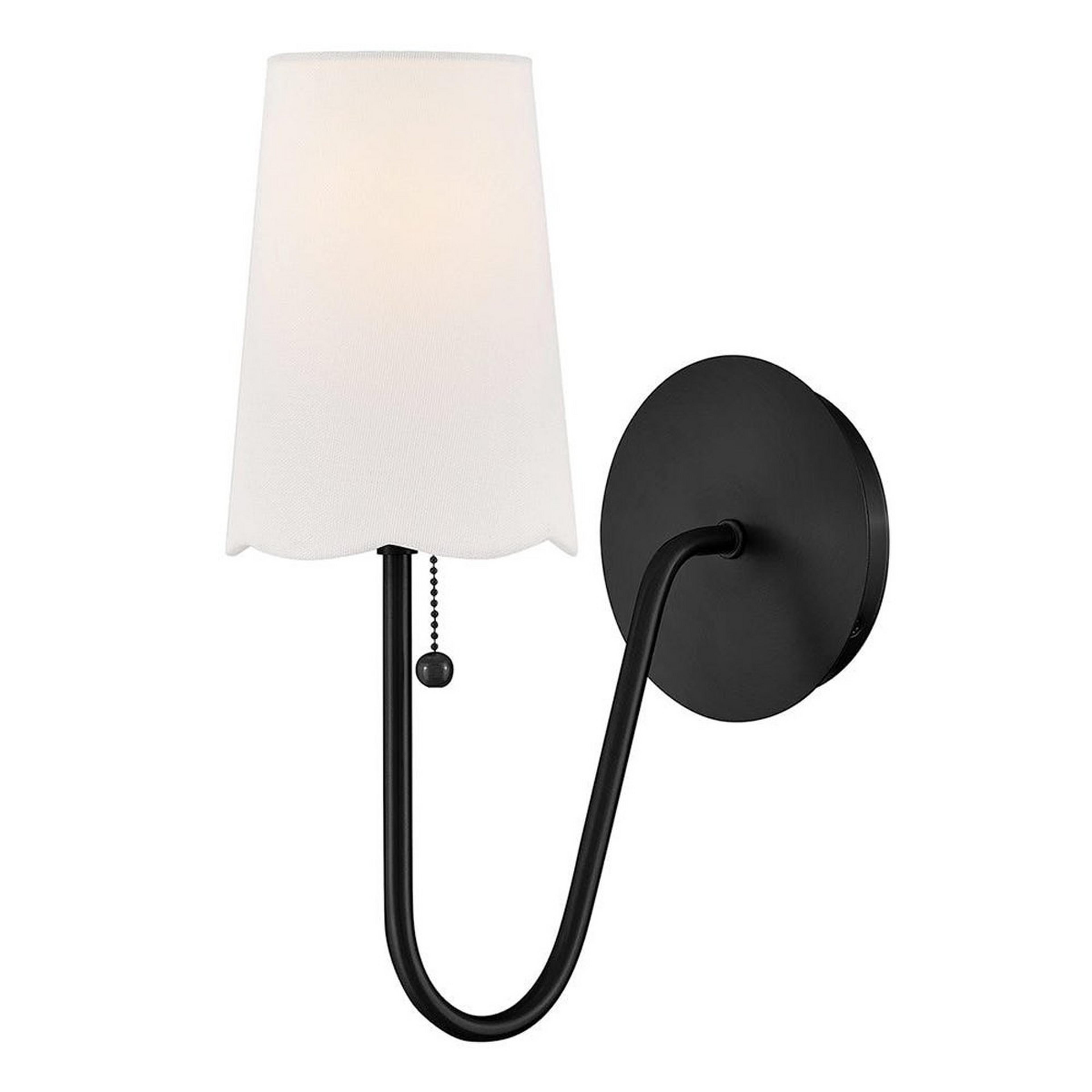 A Hemera Sconce with Black / Off-White Linen color