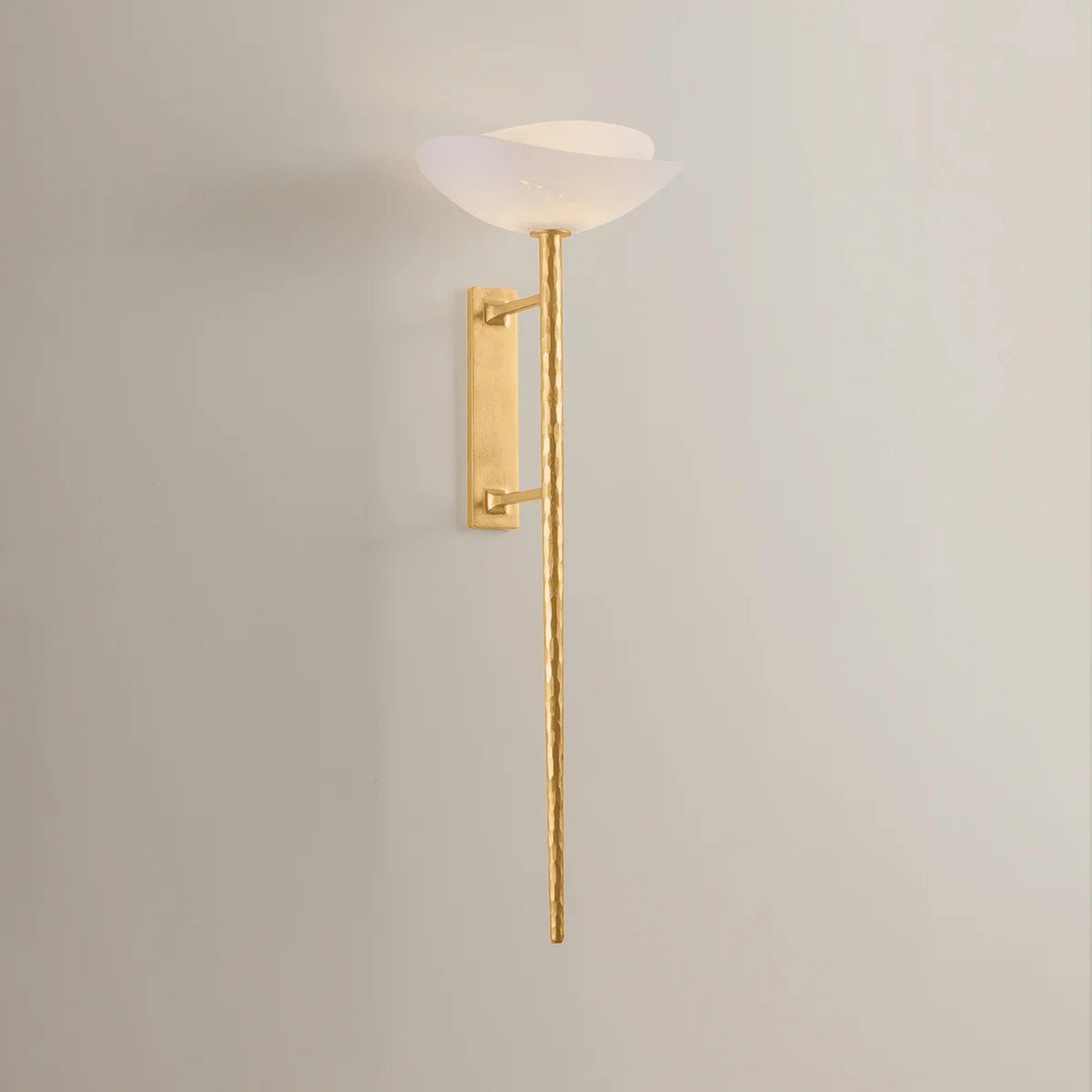 A Guerrero Sconce with Gold Leaf / Seeded Cloud Glass color