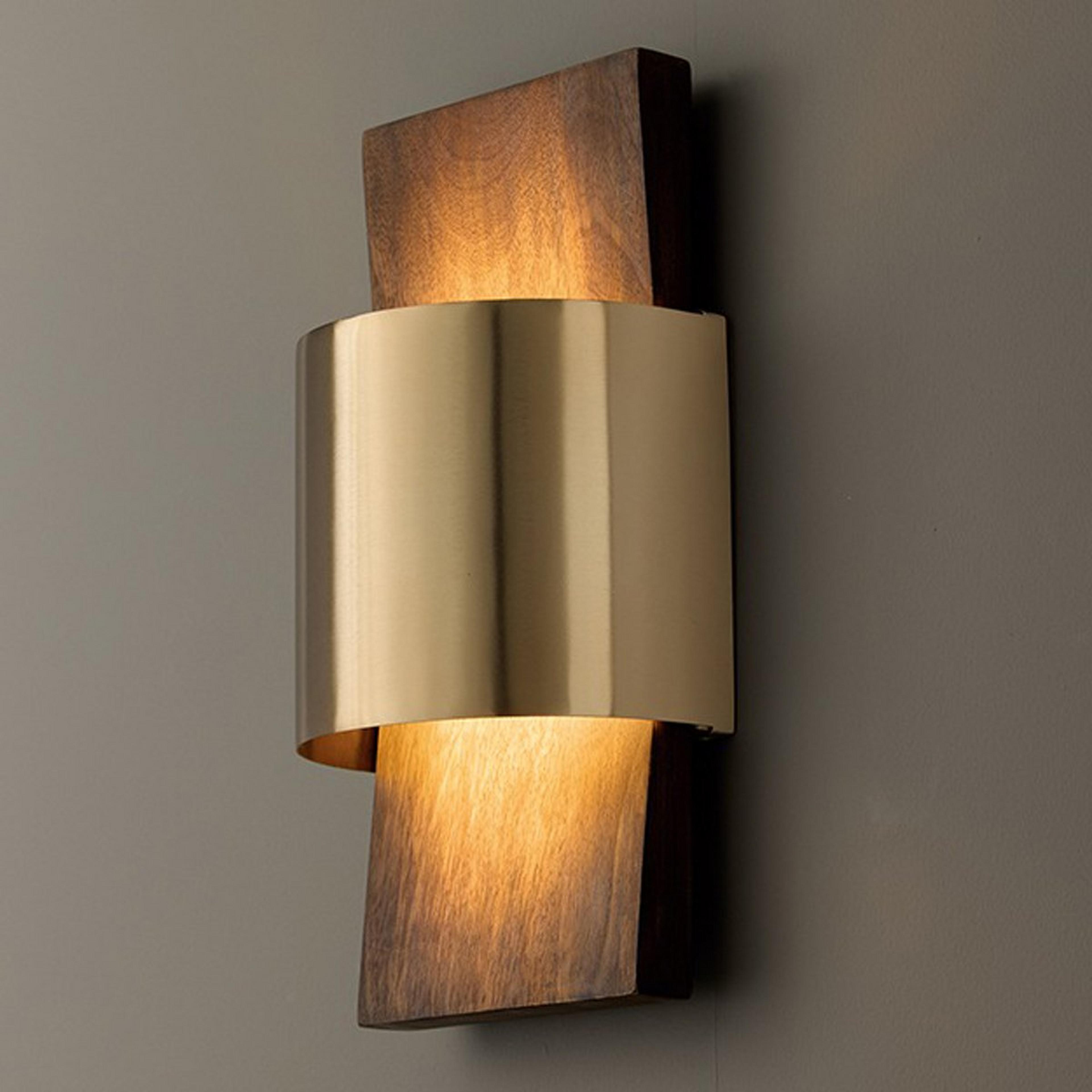 A Eira Sconce - Wood with Brass / Dark Wood color