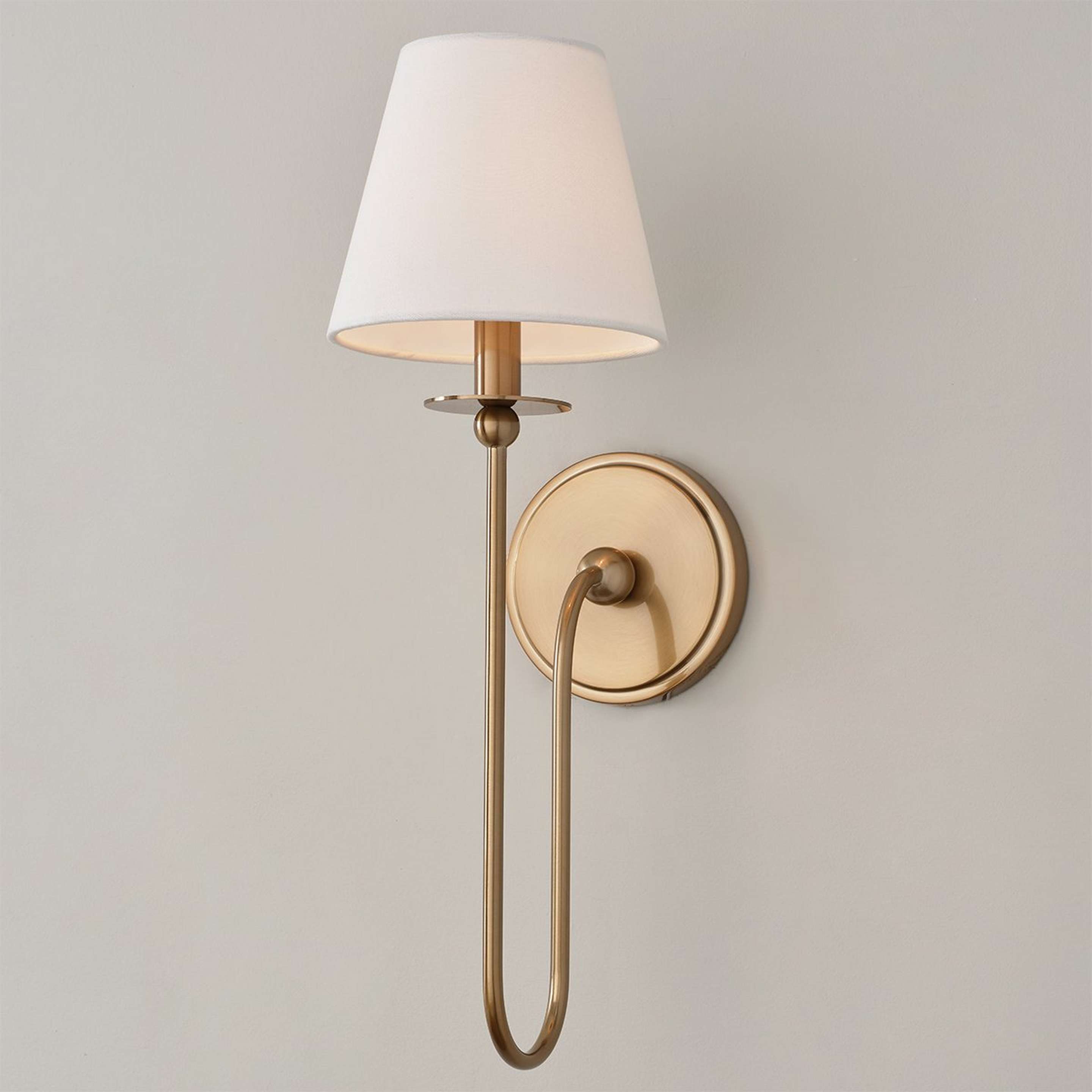 A Chris Loves Julia Sophia Sconce - 1 Light with Brass / White Linen color