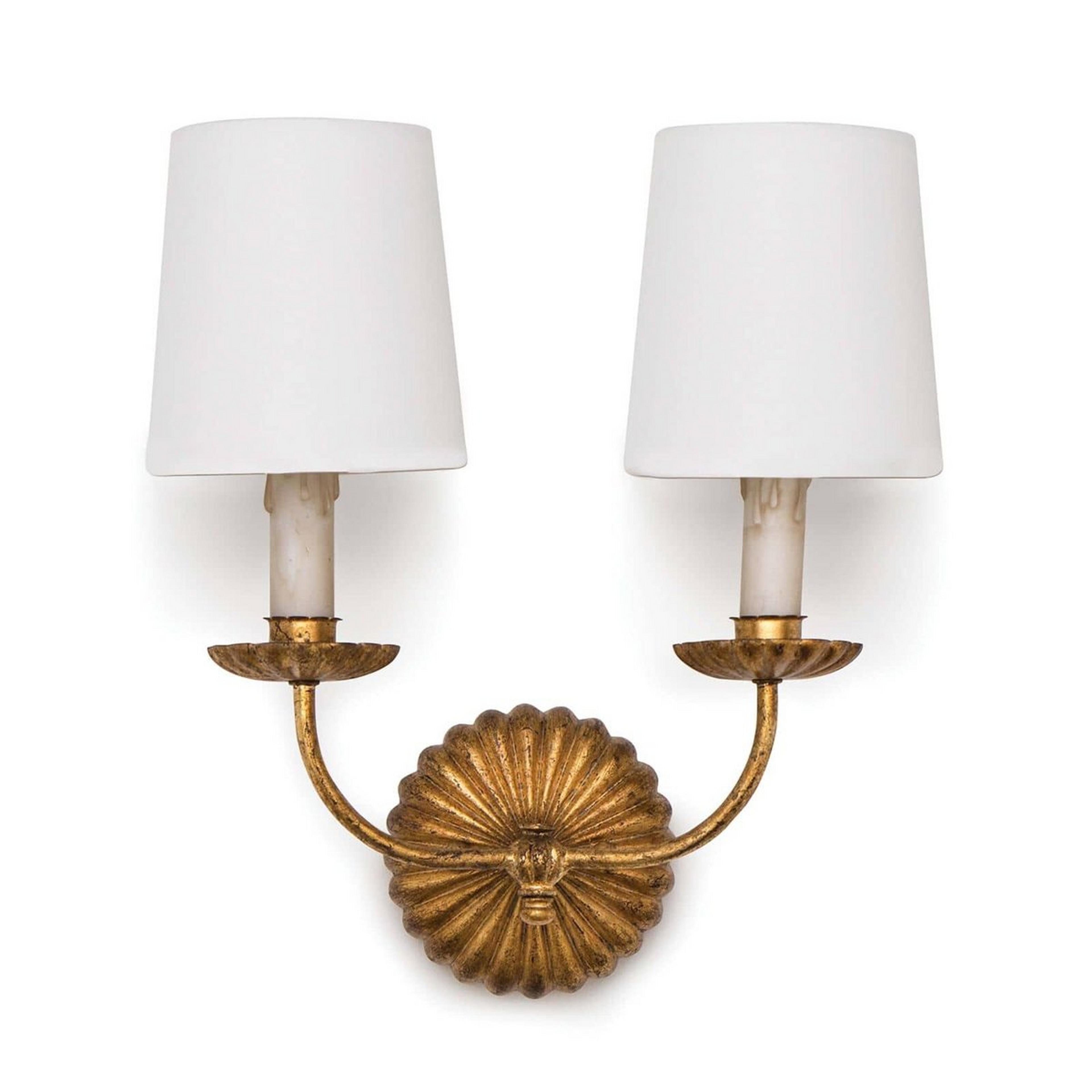 A Netherfield Sconce - 2 Light with Antique Gold Leaf color