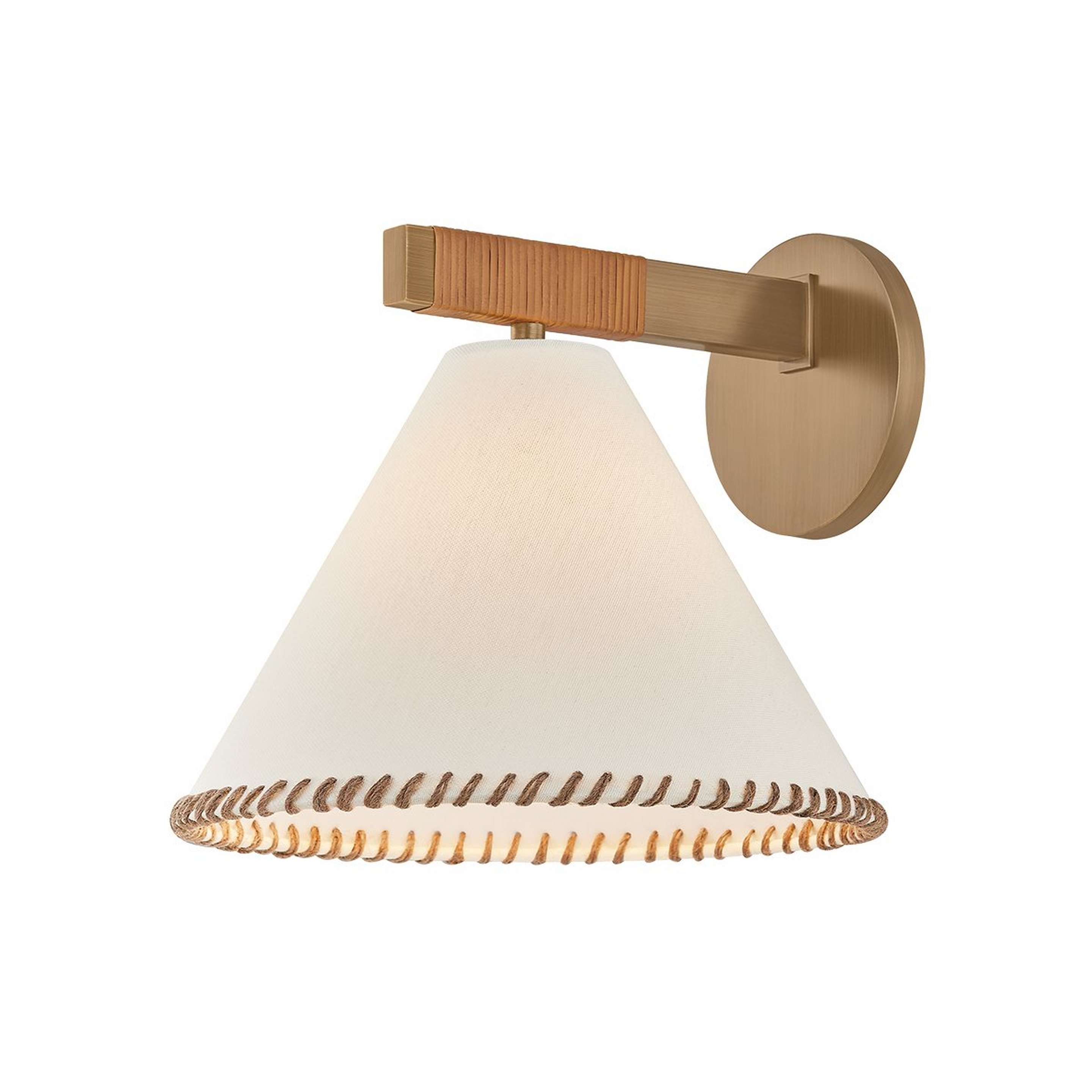 A Hartwell Sconce with Brass / Wheat Linen / Brown color