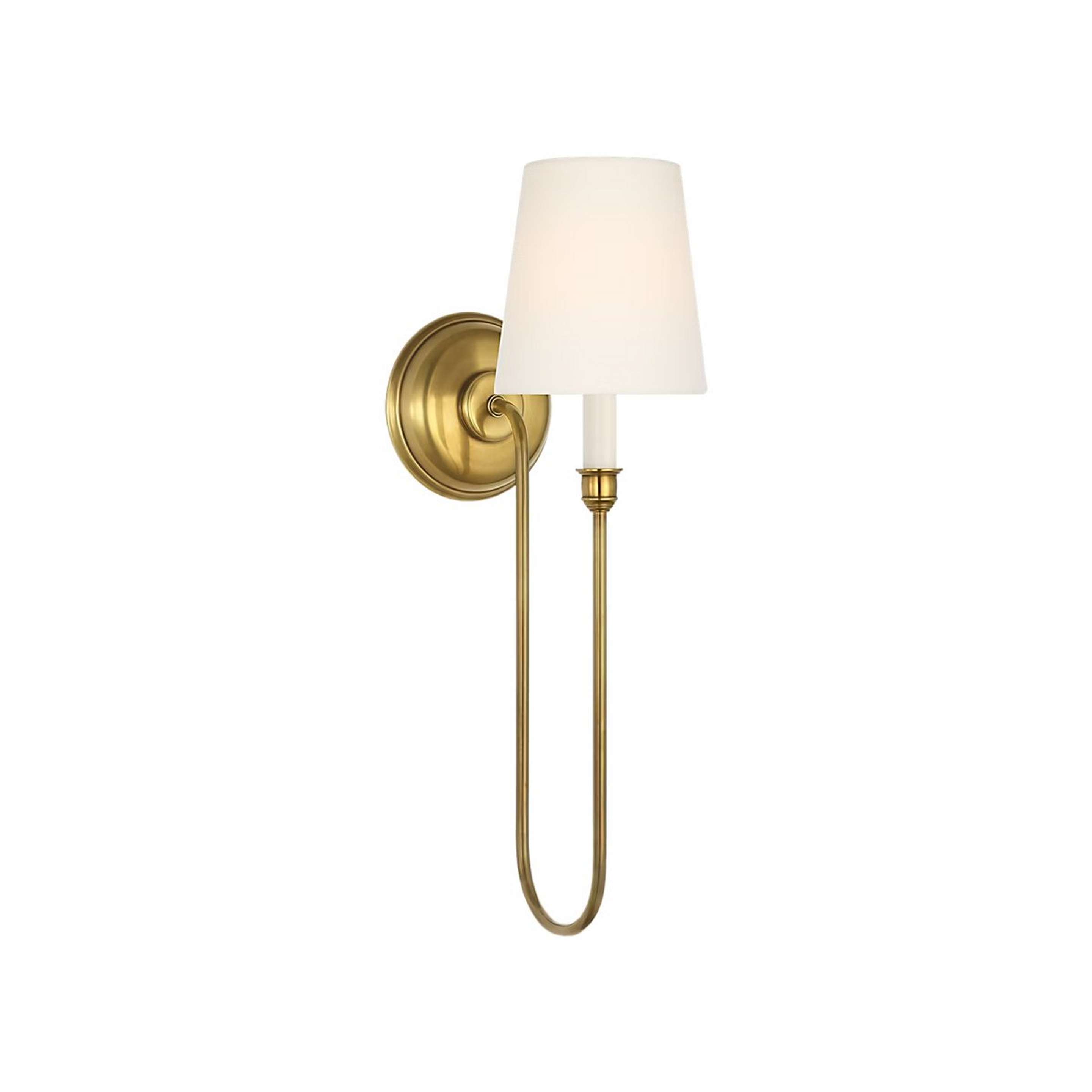 A Montclair Tall Rechargeable LED Cordless Sconce with Antique Brass color