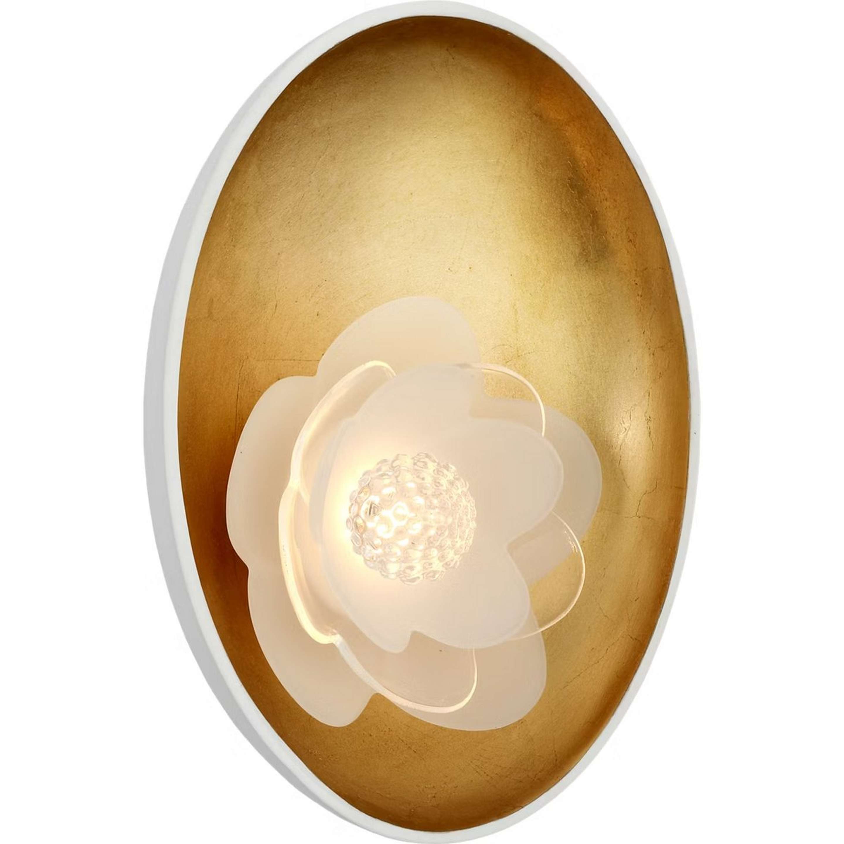 A Elmaleh Floral LED Sconce - Small with White / Gold Leaf color