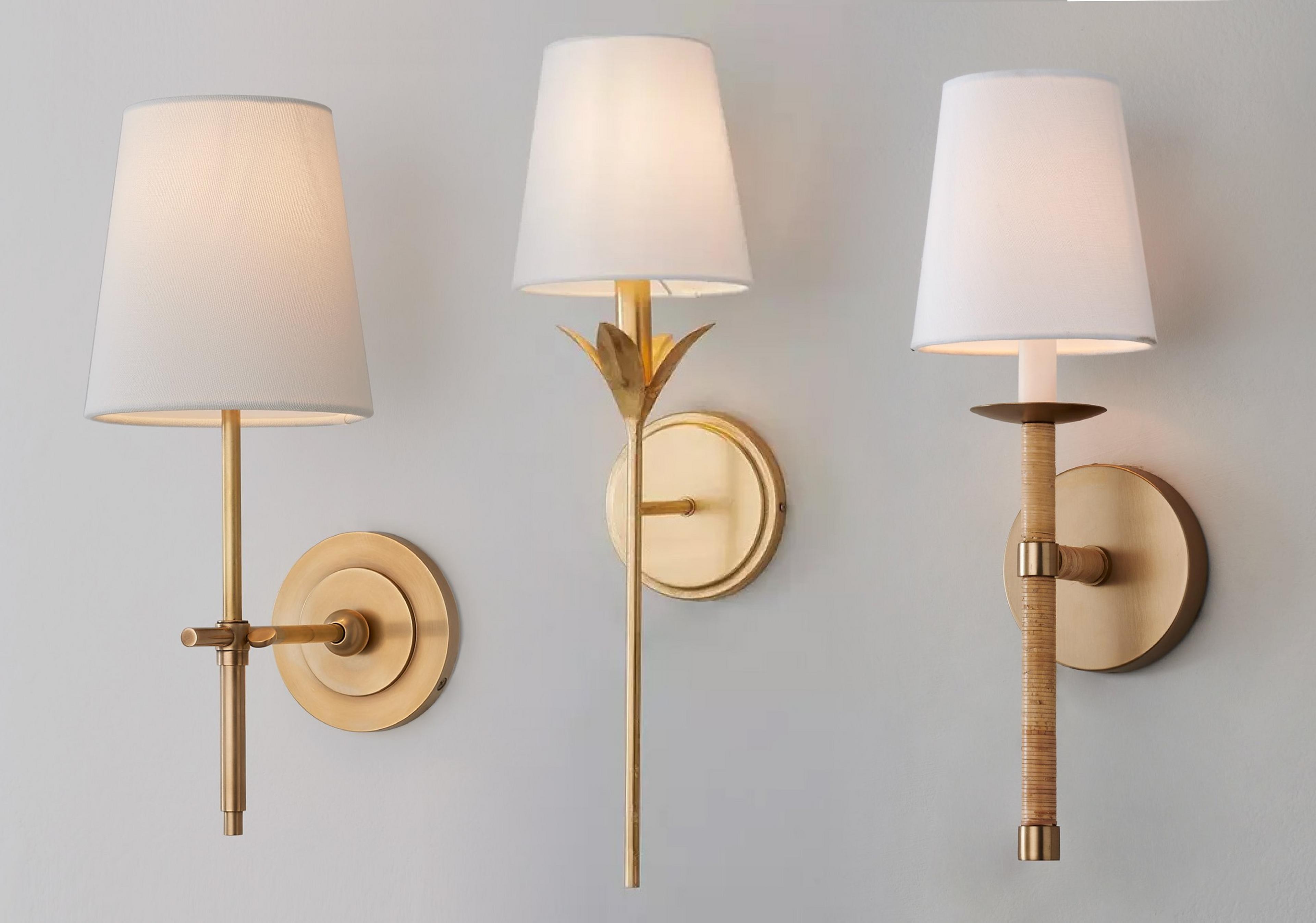 Brass Sconces on a gray wall