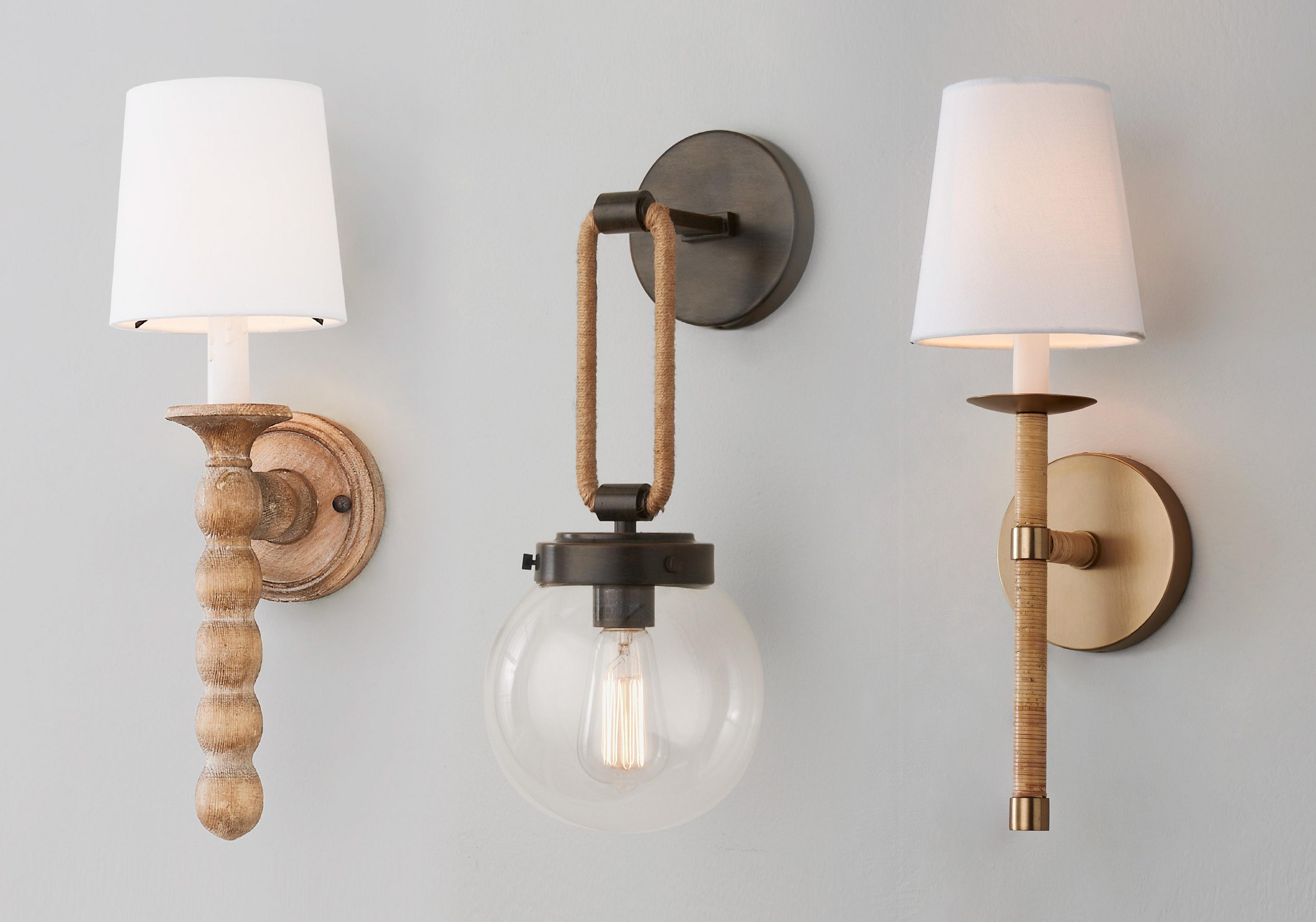 Coastal Inspired Sconces on a Gray Wall