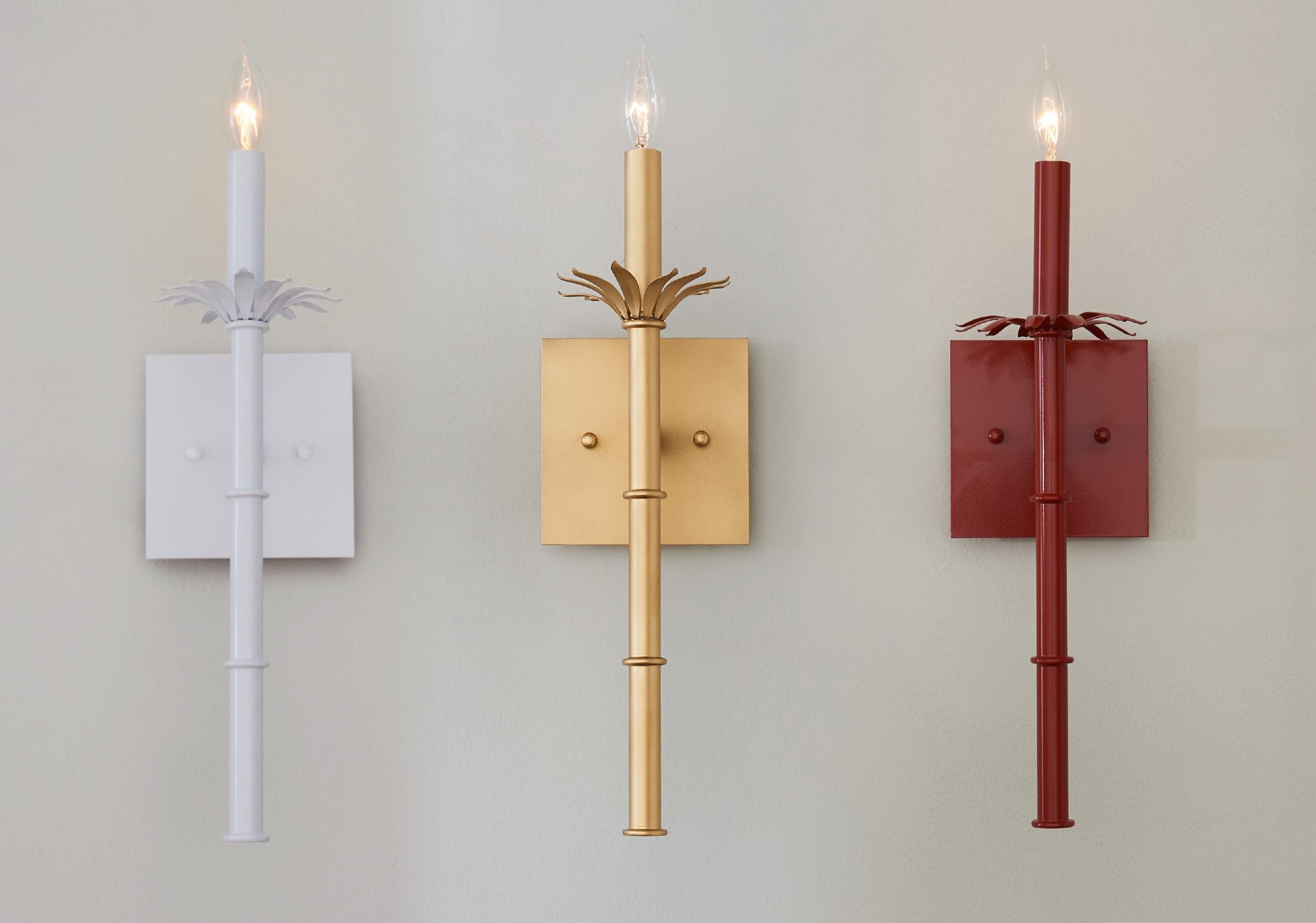 Exclusive Bamboo Sconces on a Gray Wall