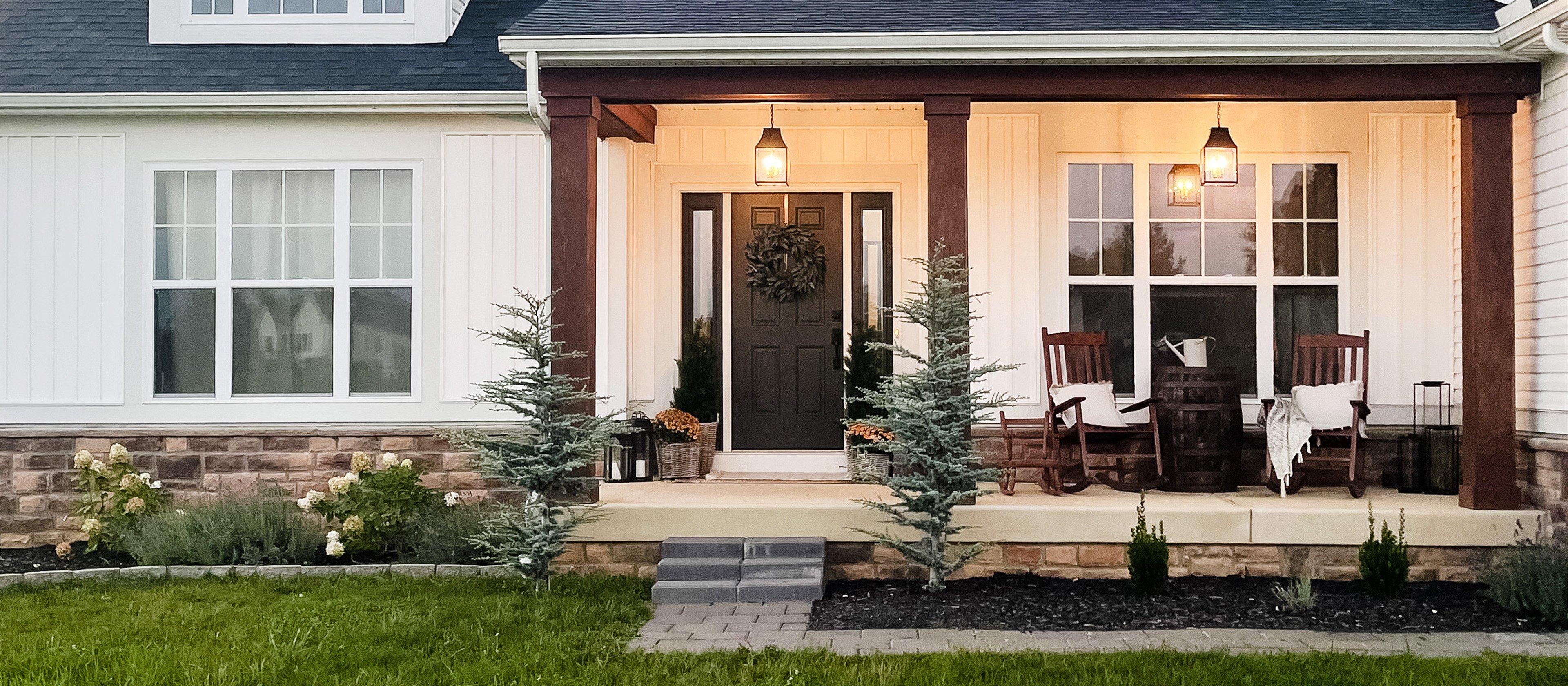 Front porch with pumpkins