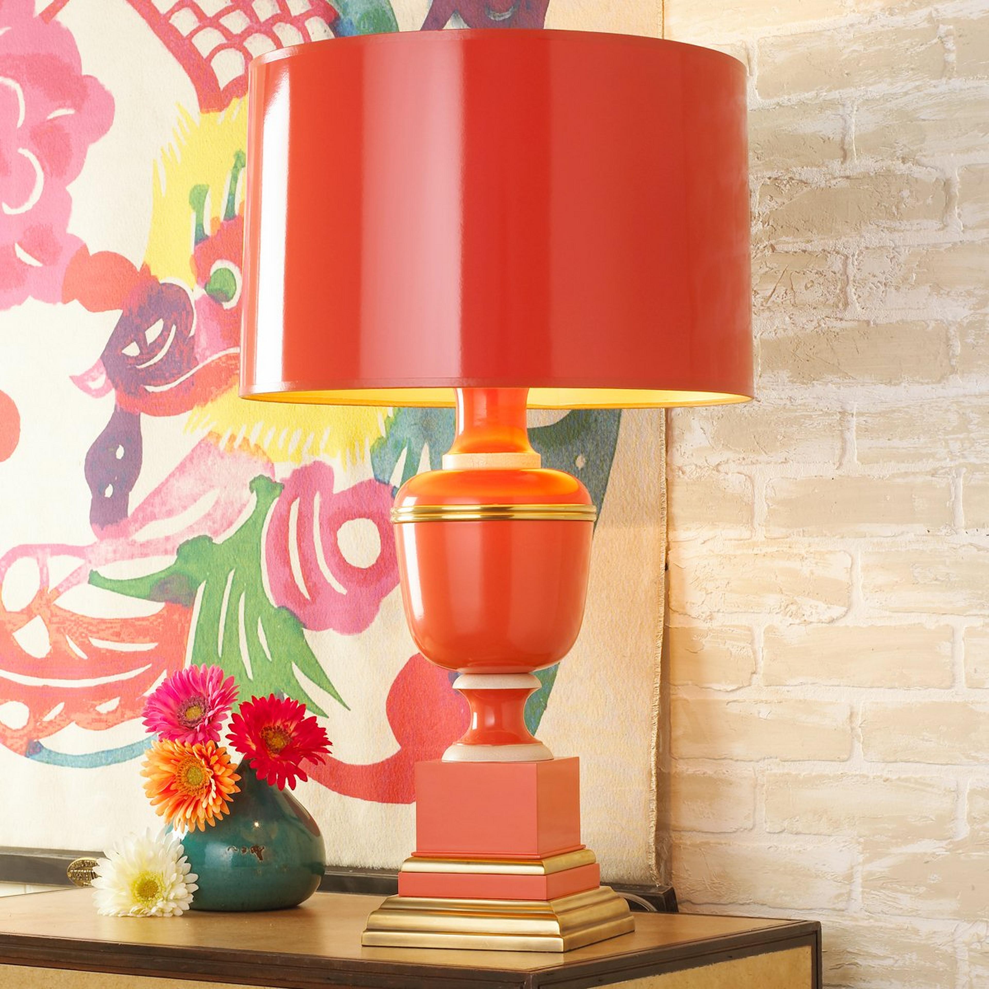 A Modern Glamour Mary McDonald Table Lamp with Orange color