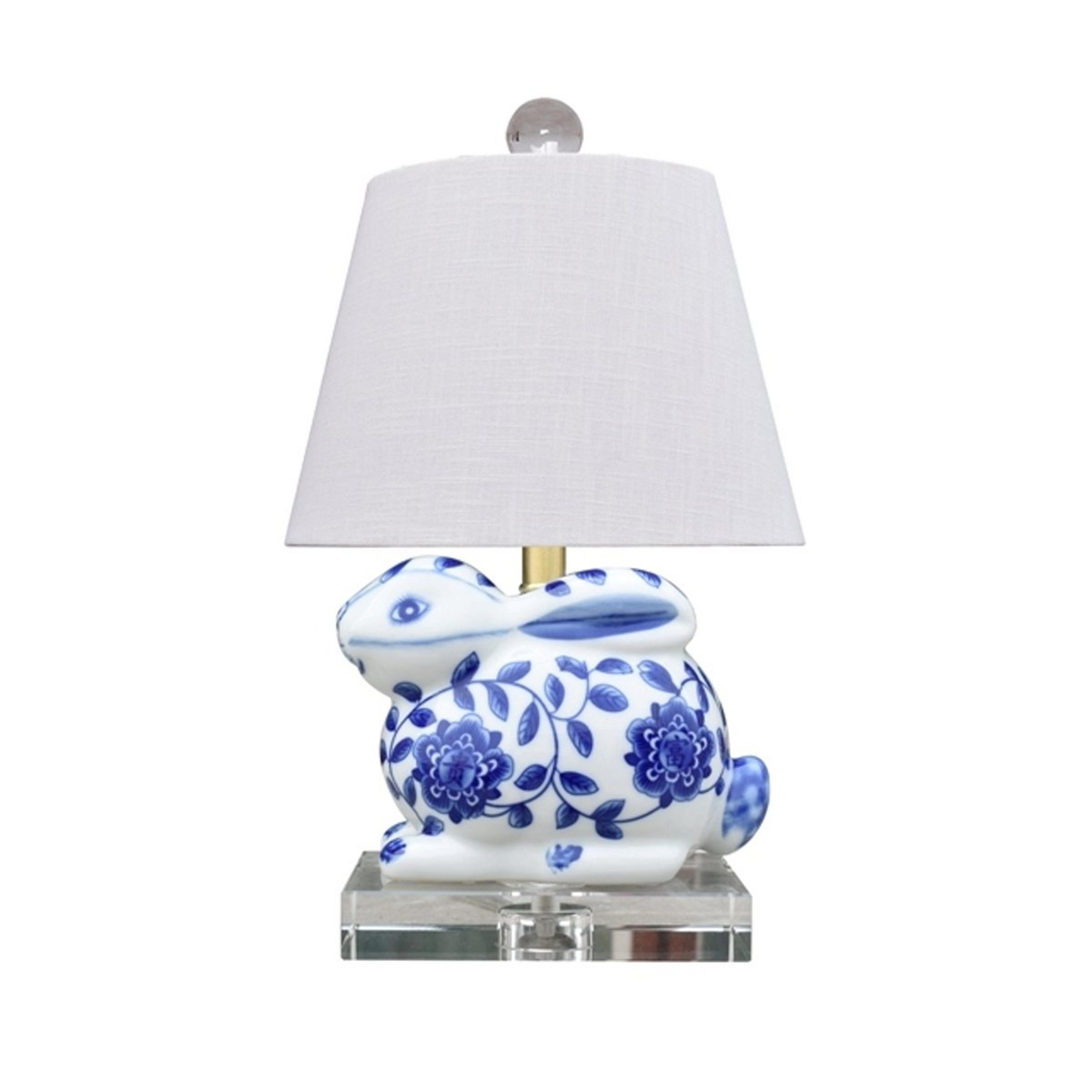 A Indigo Garden Bunny Table Lamp with Blue/ White color