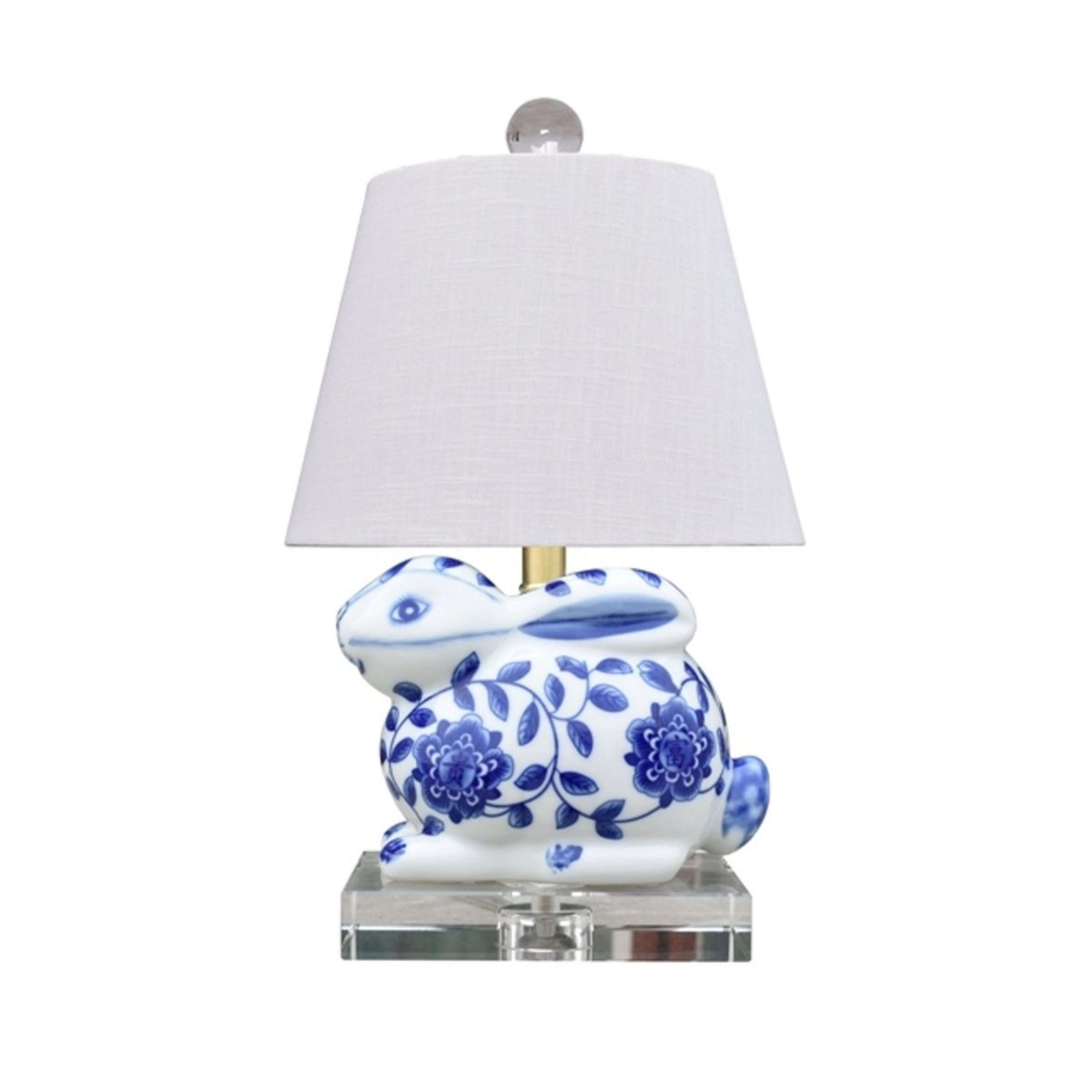 A Indigo Garden Bunny Table Lamp with Blue/ White color