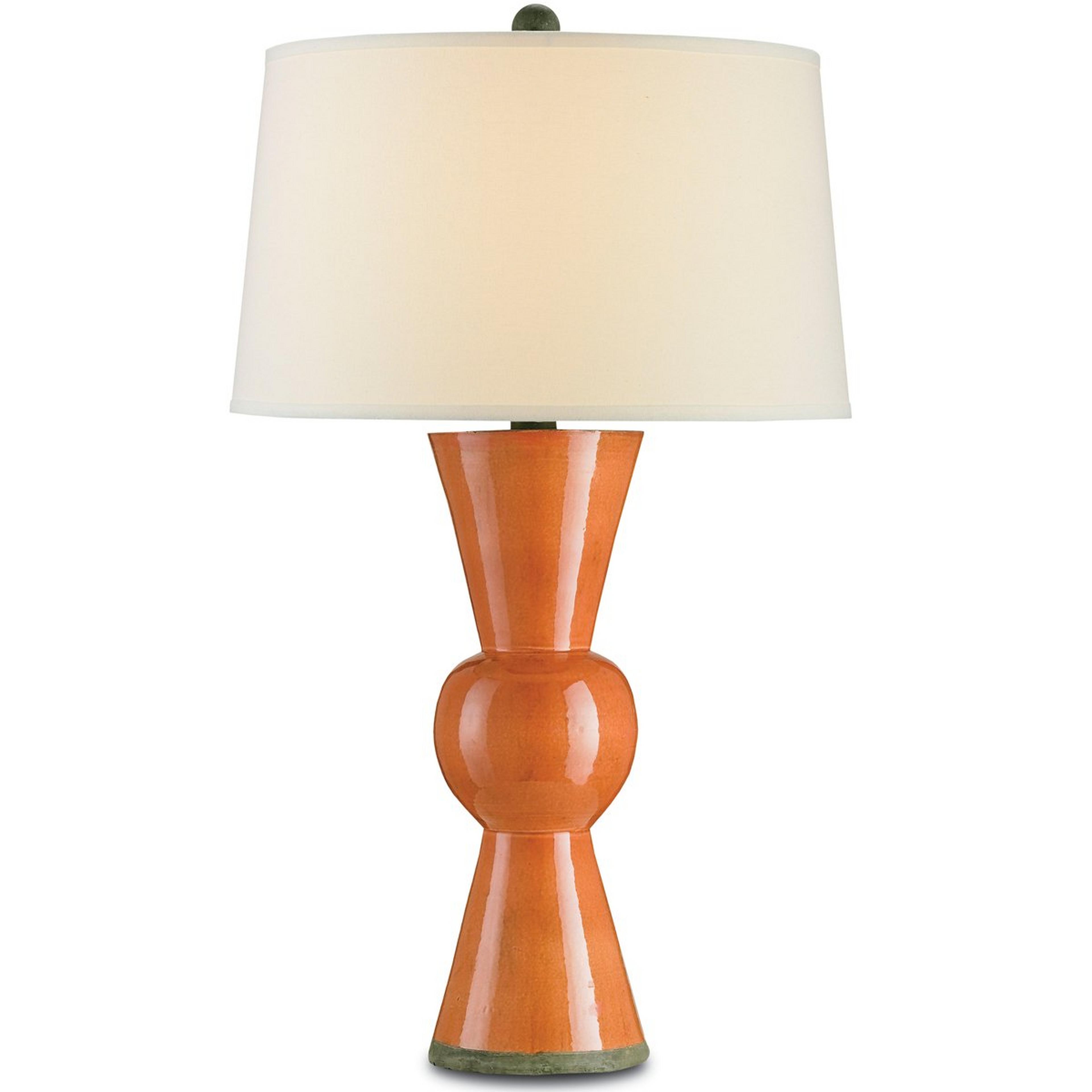 A Hourglass Ceramic Table Lamp with Orange color