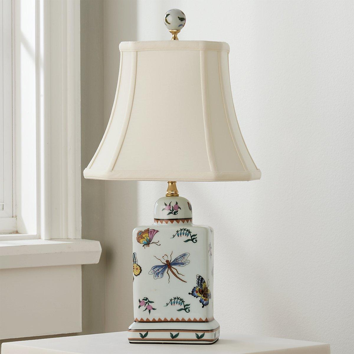 Vintage lamp ceramic embossed primrose and butterfly orders