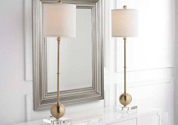 Shop Modern Brass Table Lamp W/ Large Rectangular Crystal