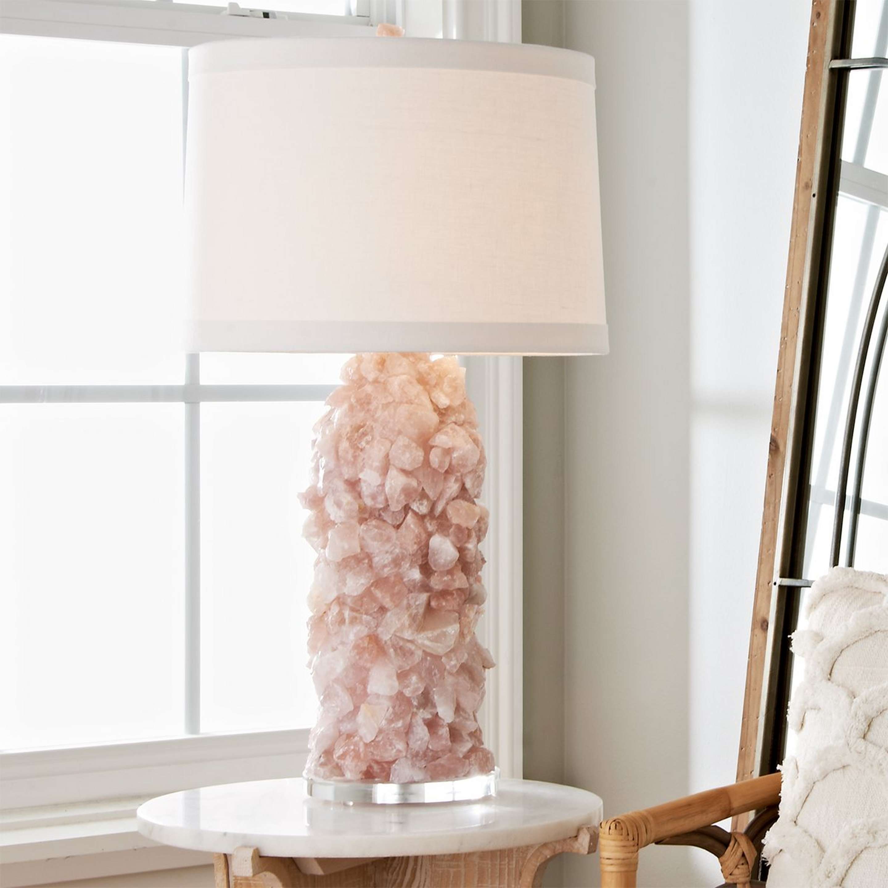 A Exquisite Chroma Stones Table Lamp with Pink Quartz color
