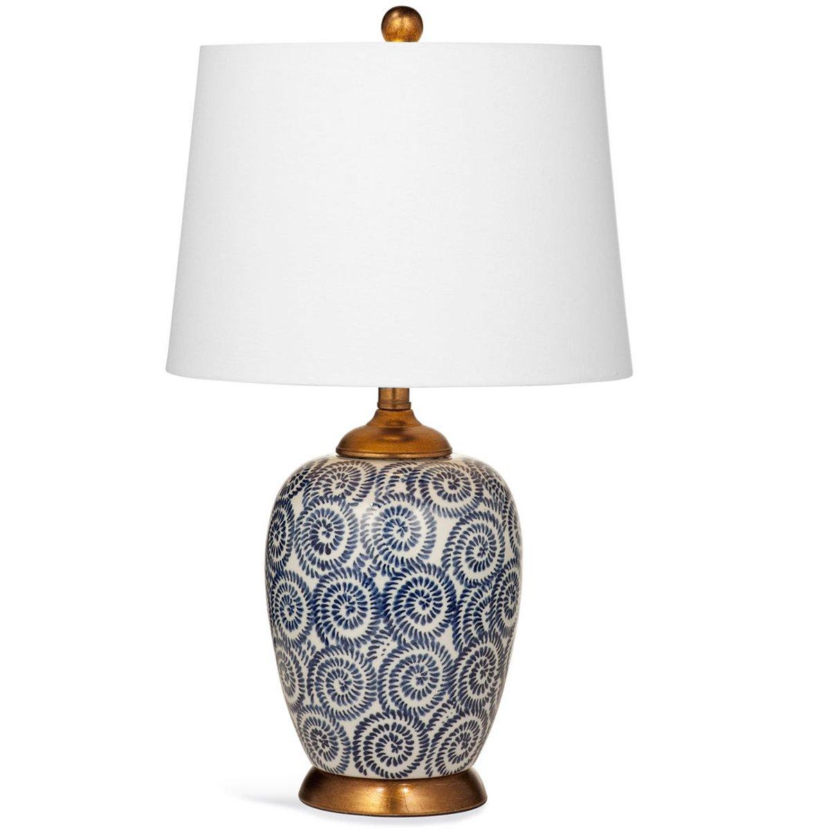 Navy and White Swirl Table Lamp