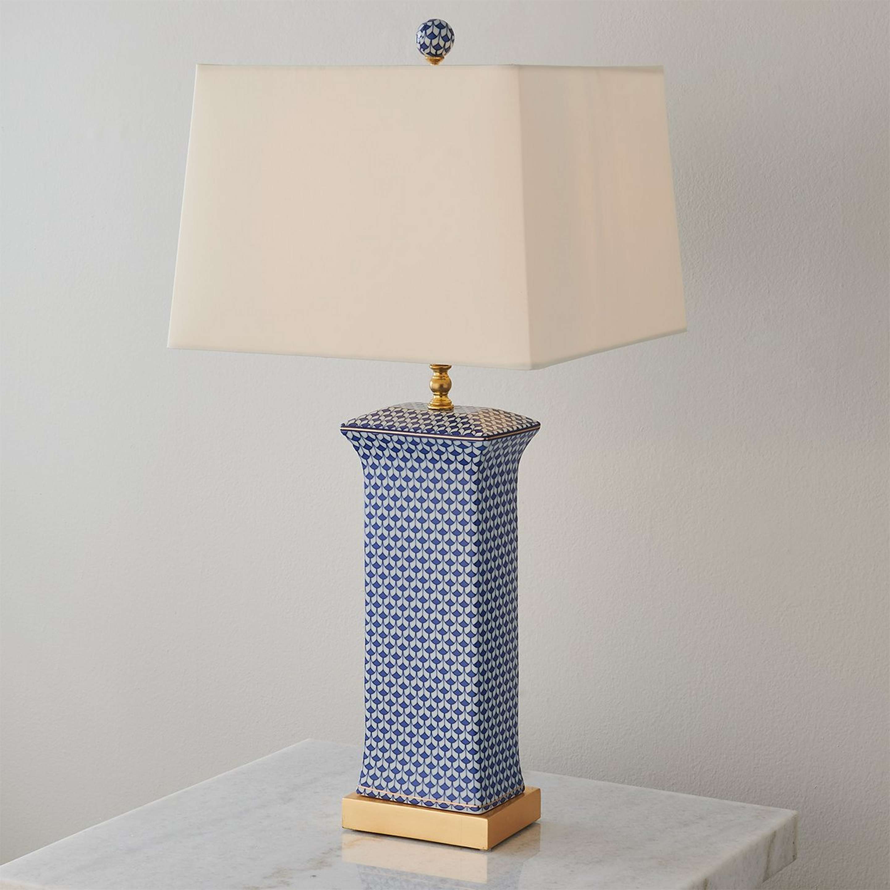 A Aerwyna Table Lamp with Blue color