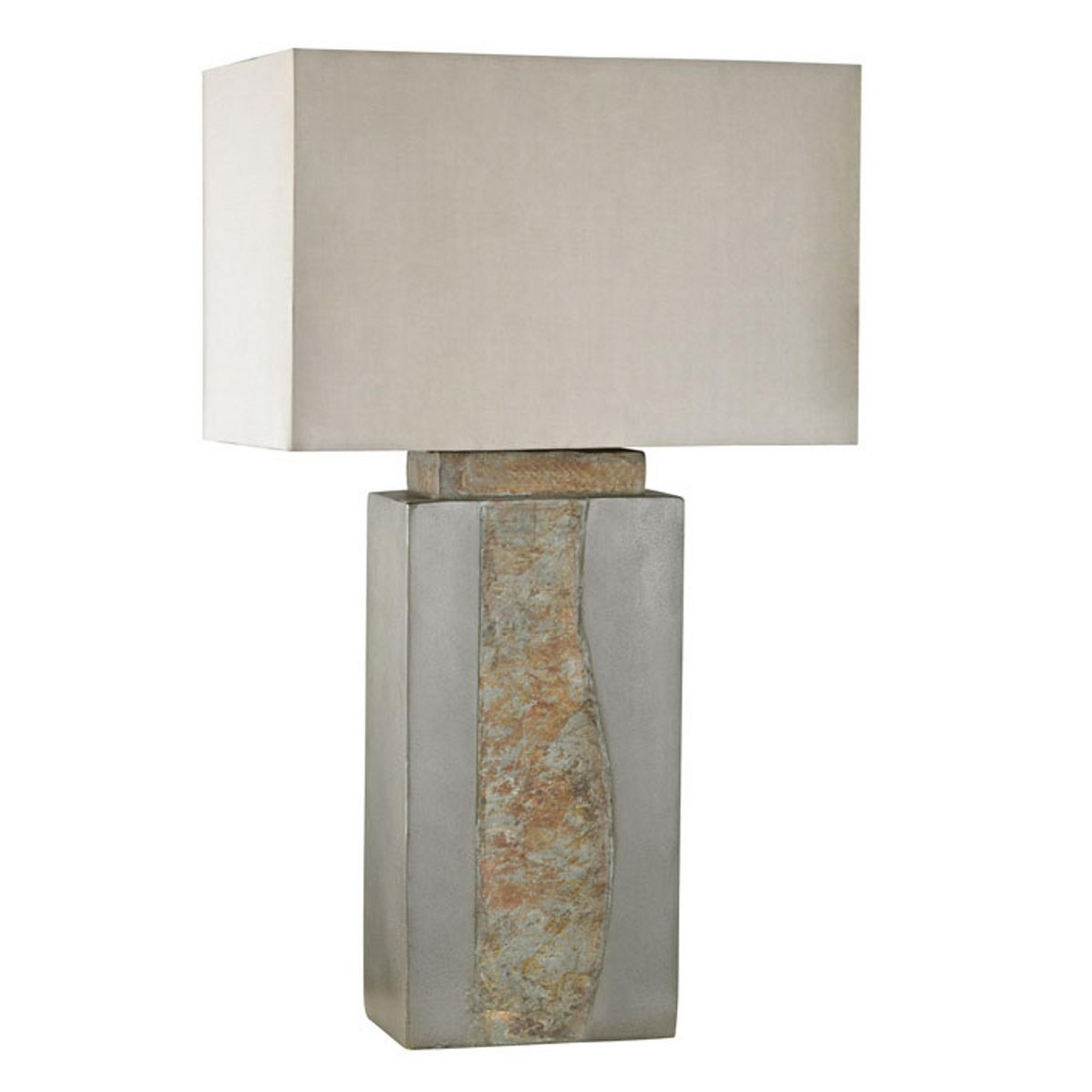 A Indoor/Outdoor Stone Column Table Lamp with Cream color