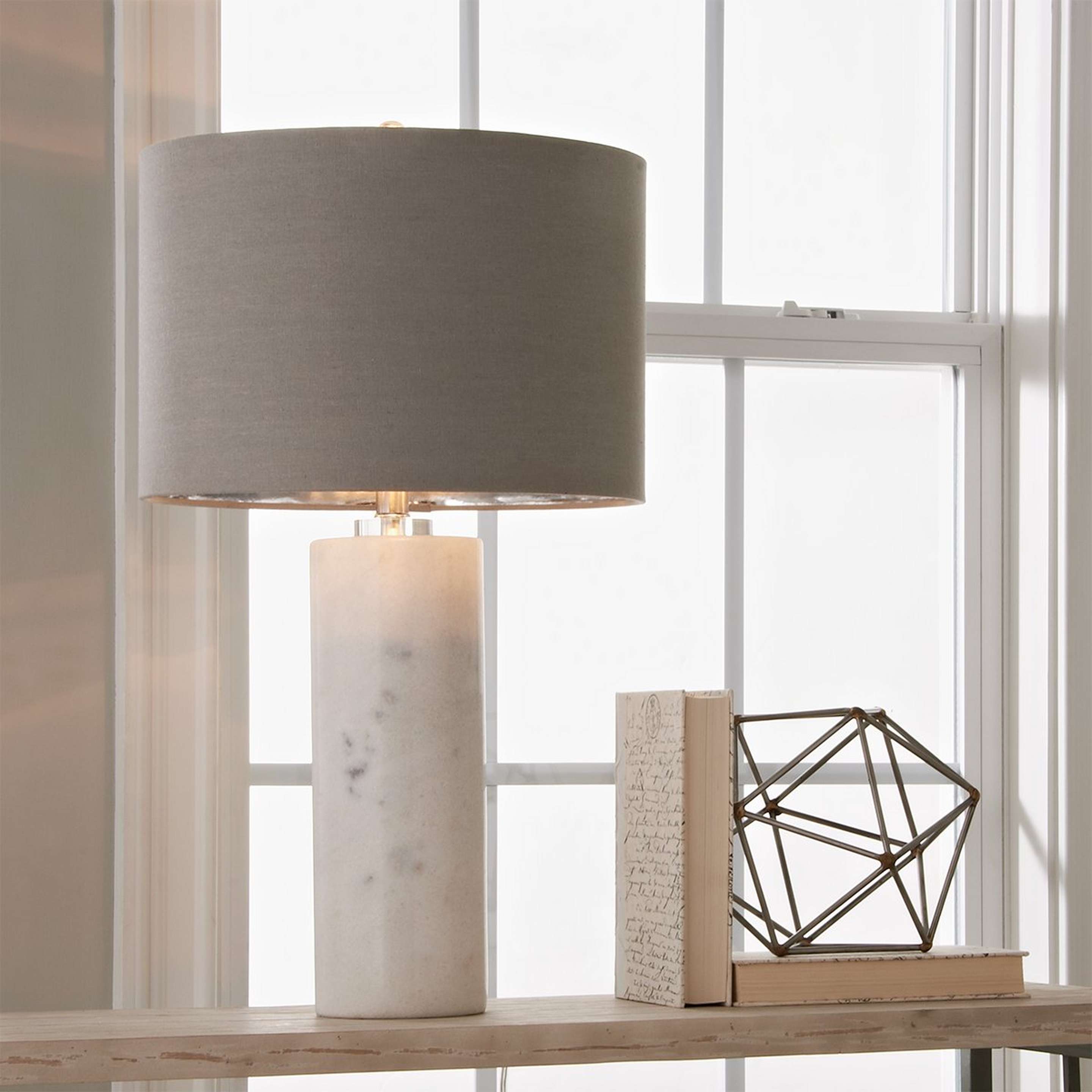 A Metamorphic Marble Table Lamp with Gray and White color