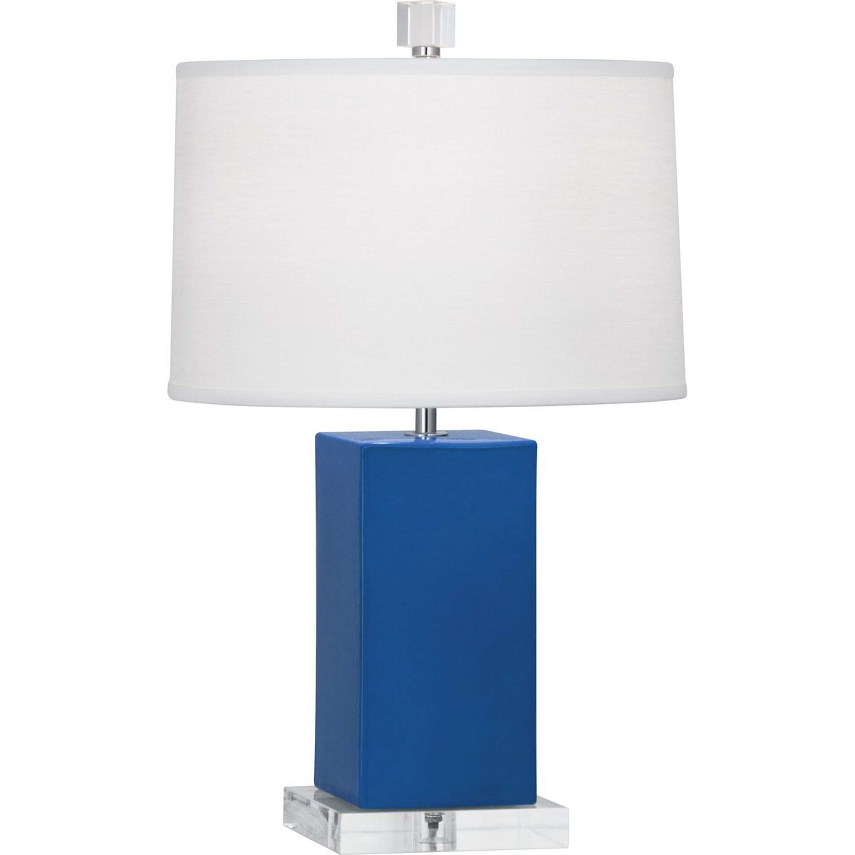 A Minimal Ceramic Column Table Lamp - Small with Marine Blue / White color