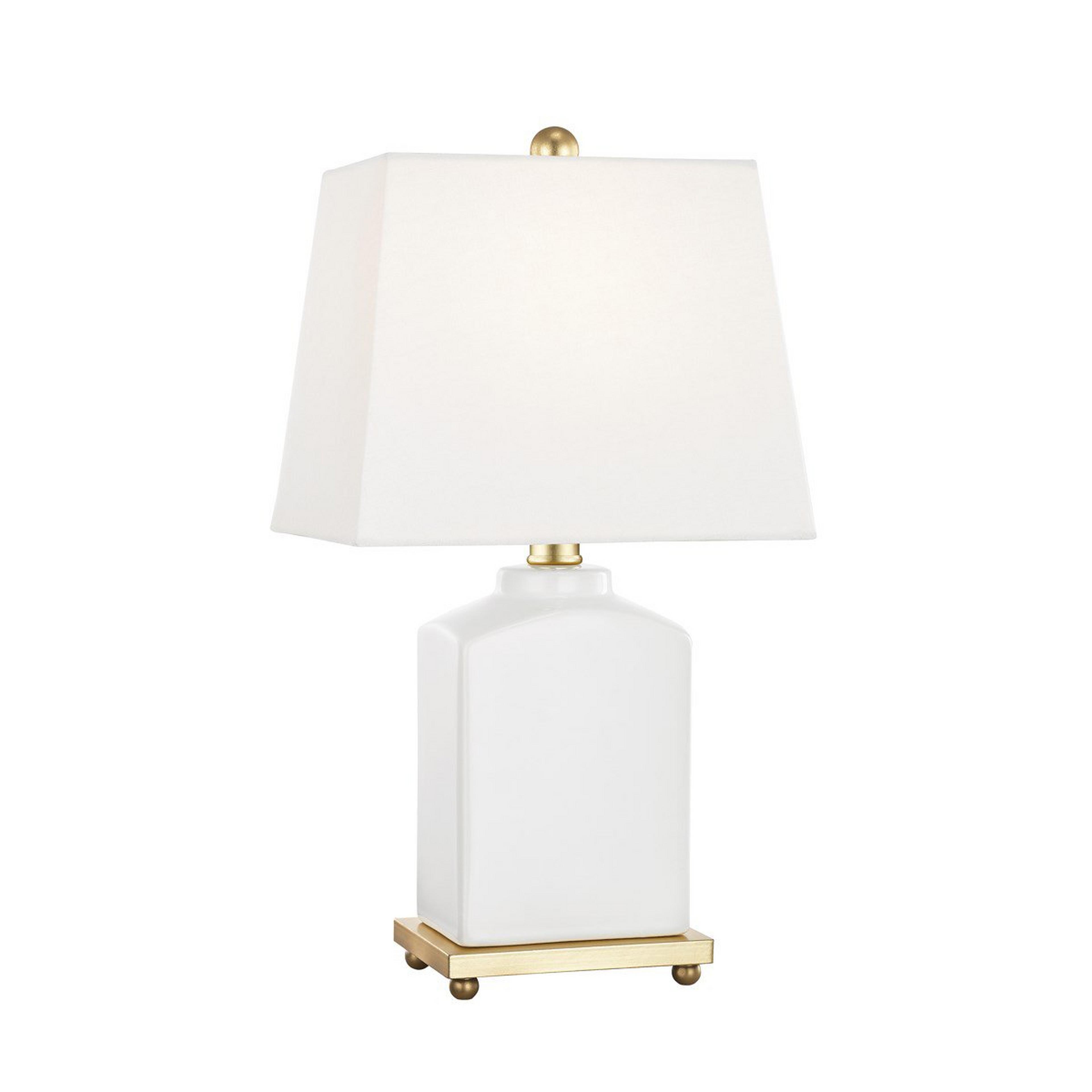 A Casual Chic Table Lamp with White / Aged Brass color