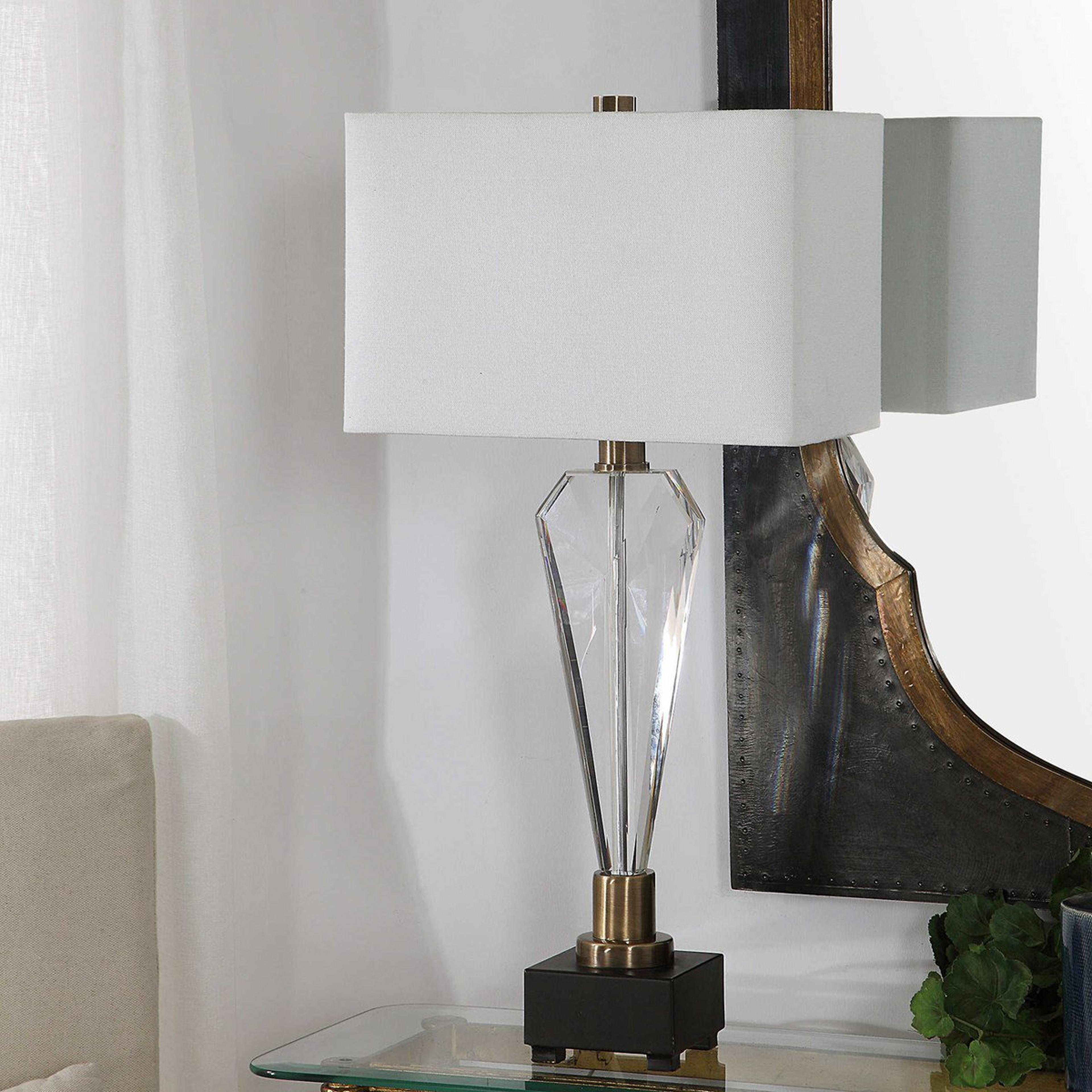 A Crystal Adamante Table Lamp with Crystal / Antique Brass / Black color