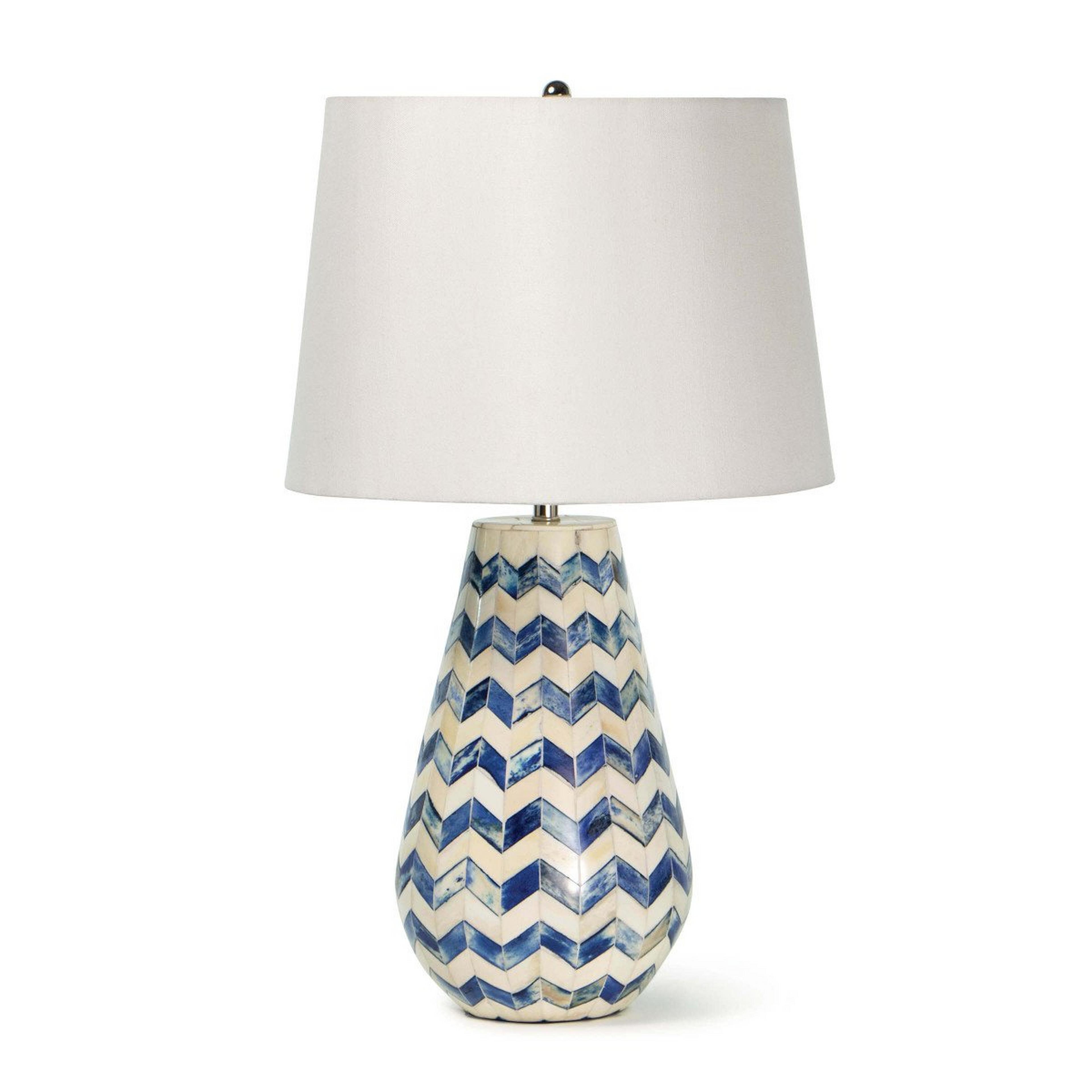 A Inlaid Chevron Table Lamp with Natural Bone / Blue color
