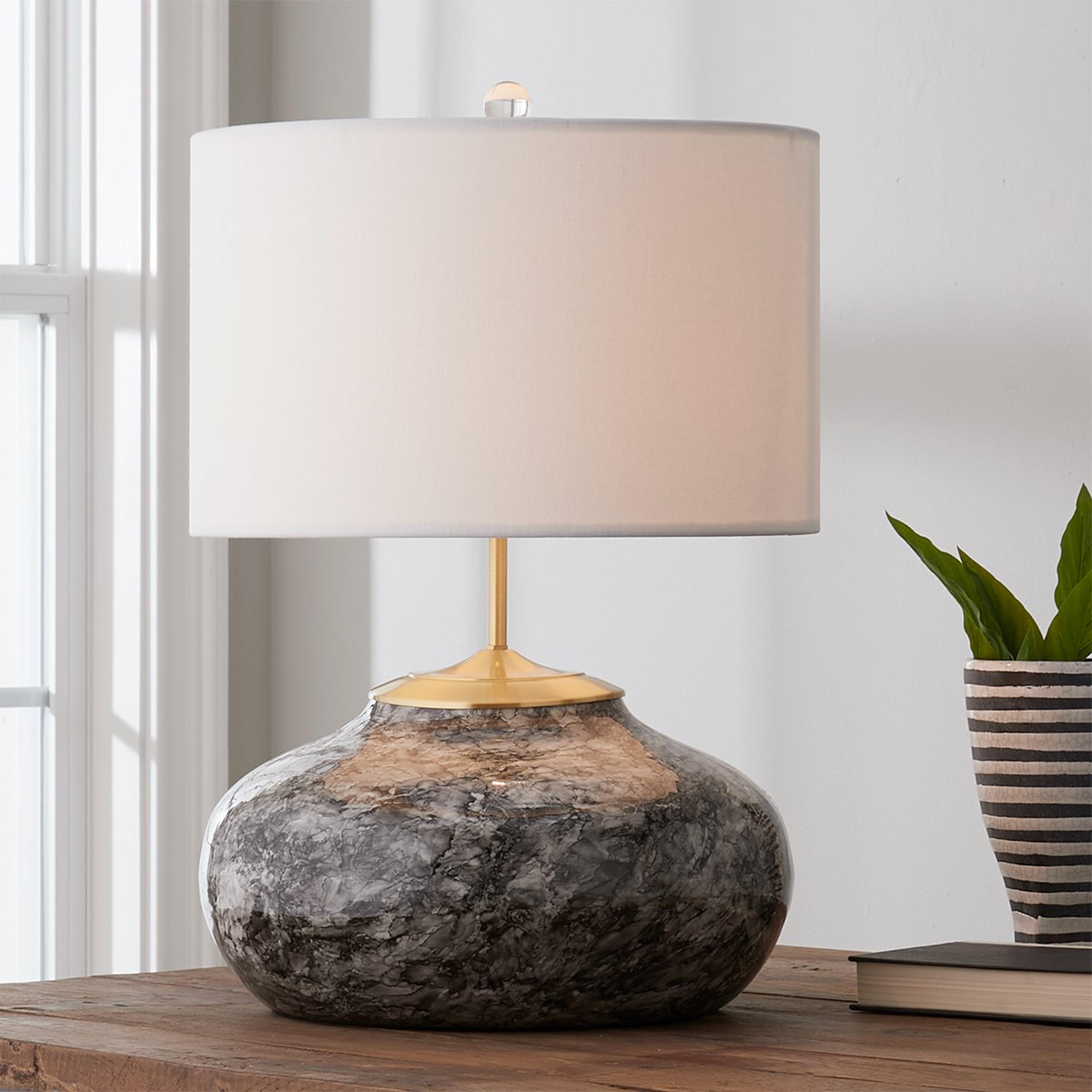 Mottled Metal Black and White Table Lamp
