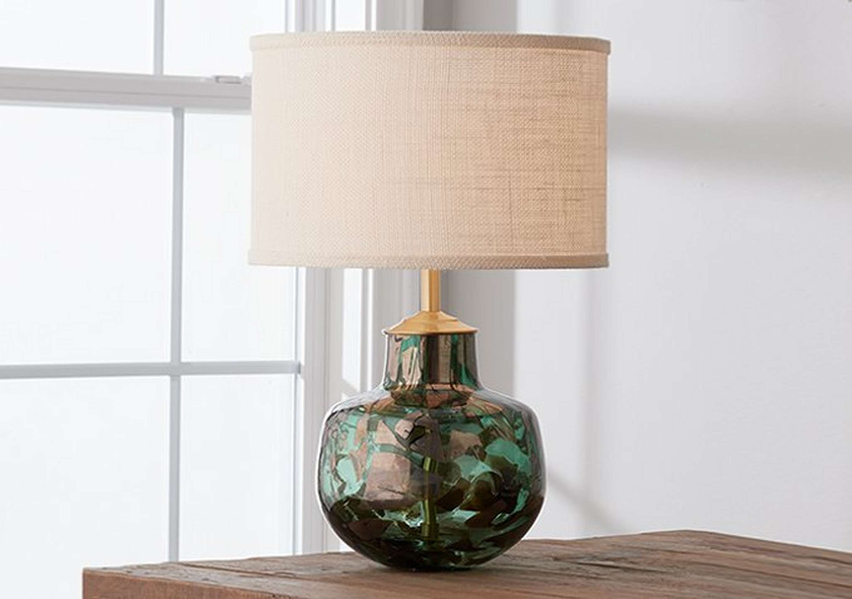 Green Bronze Chunk Bottle Table Lamp