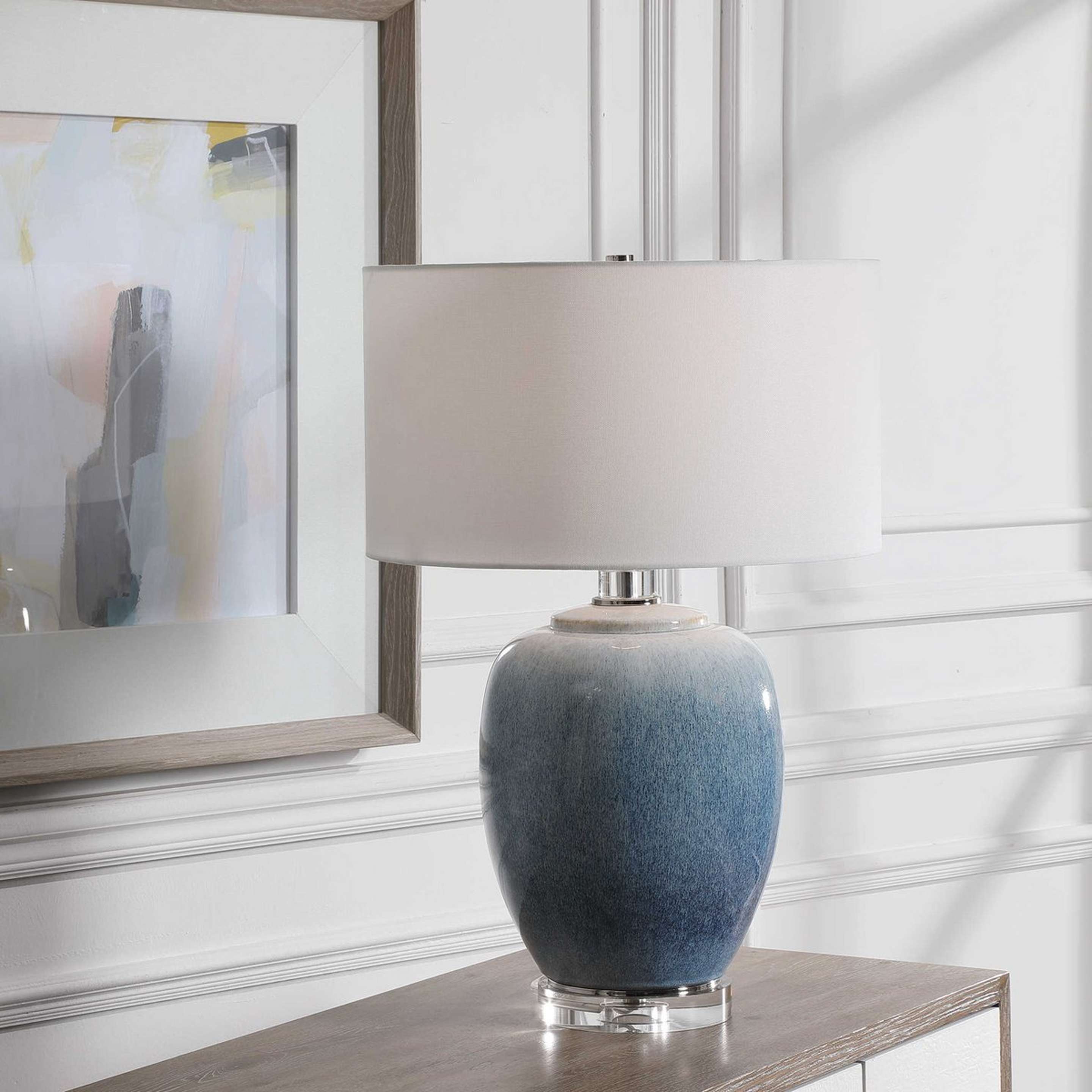 A Ocean Waves Table Lamp with Cobalt / Aqua / White color