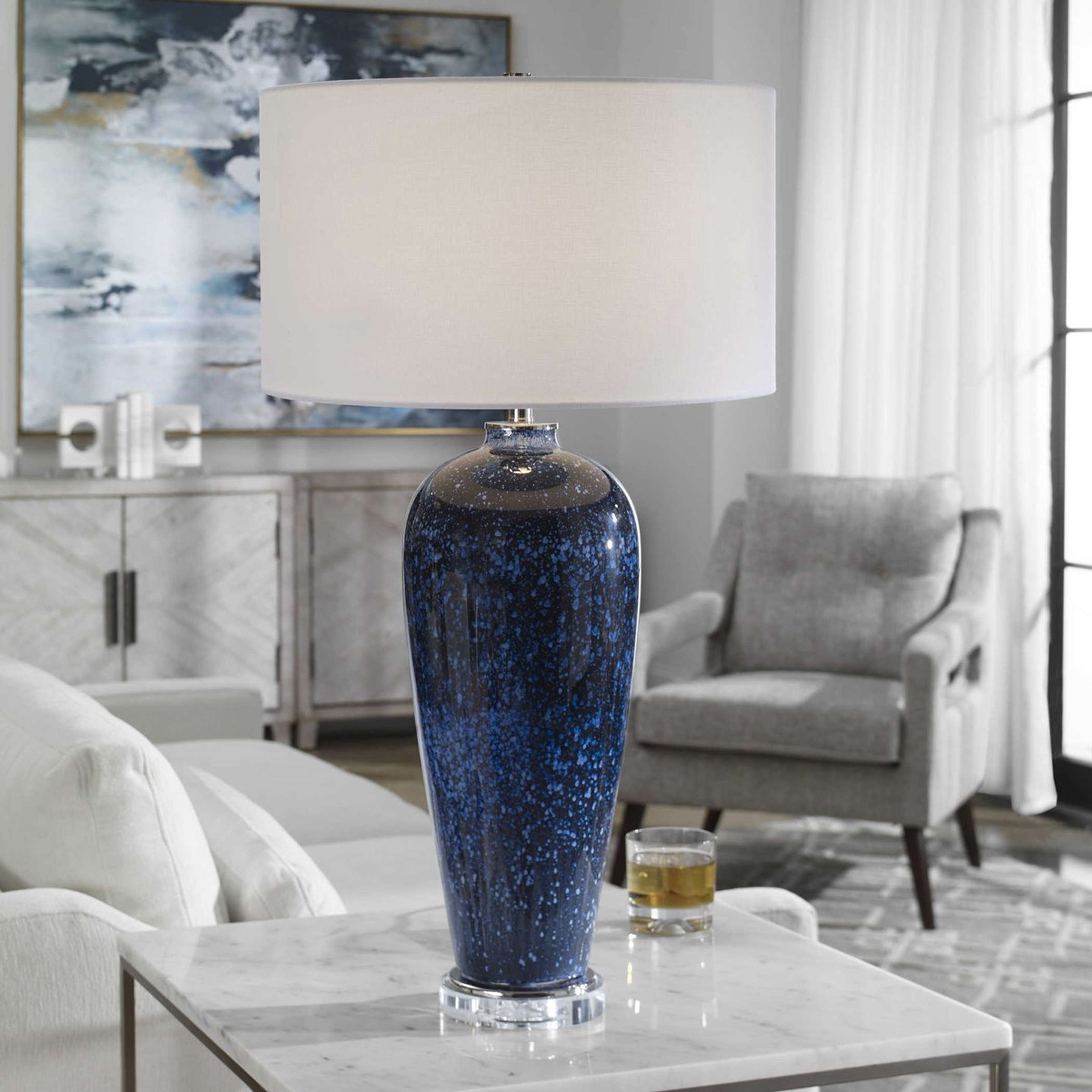 A Nebula Table Lamp with Navy / Cobalt Blue color