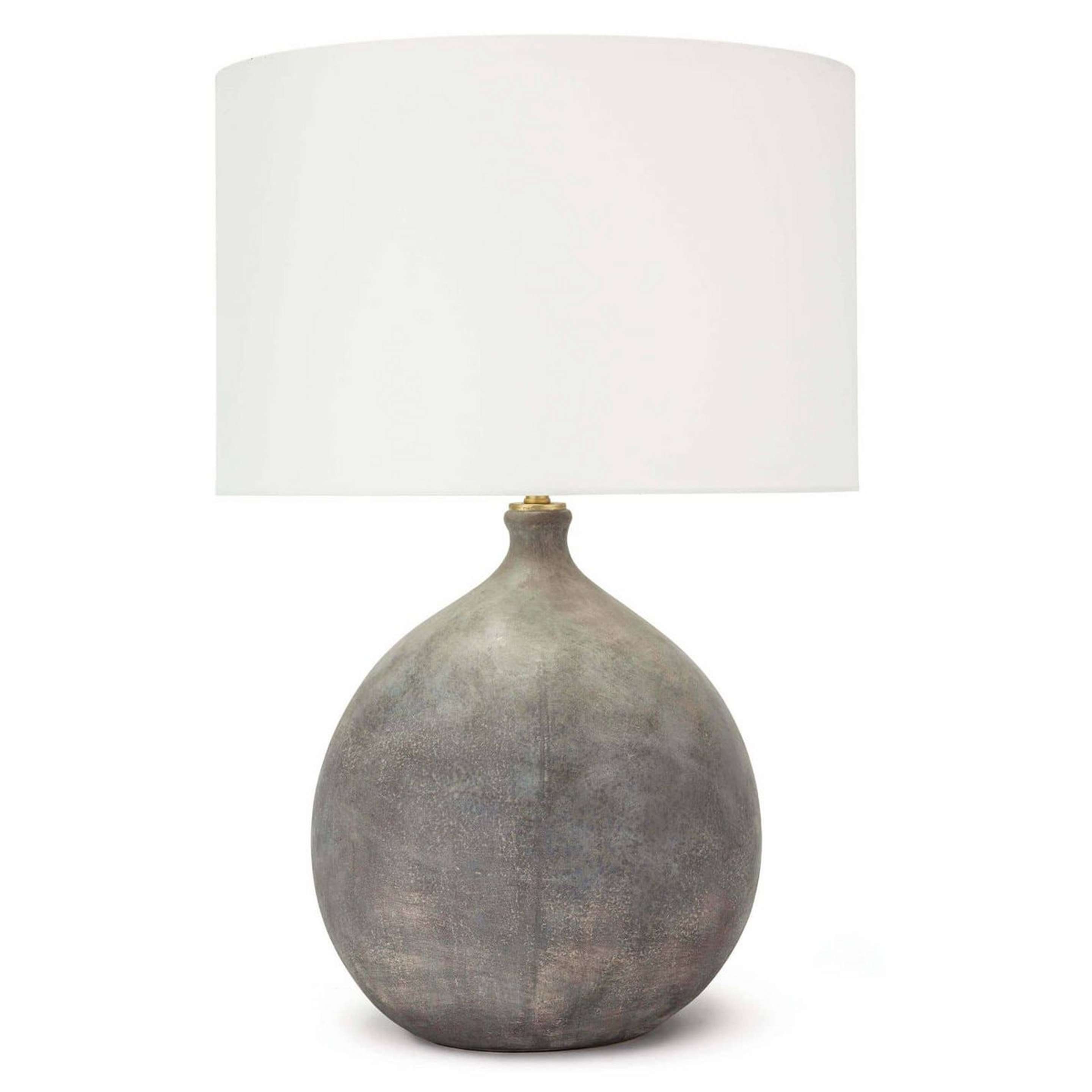 A Gaia Ceramic Table Lamp with Distressed Gray color