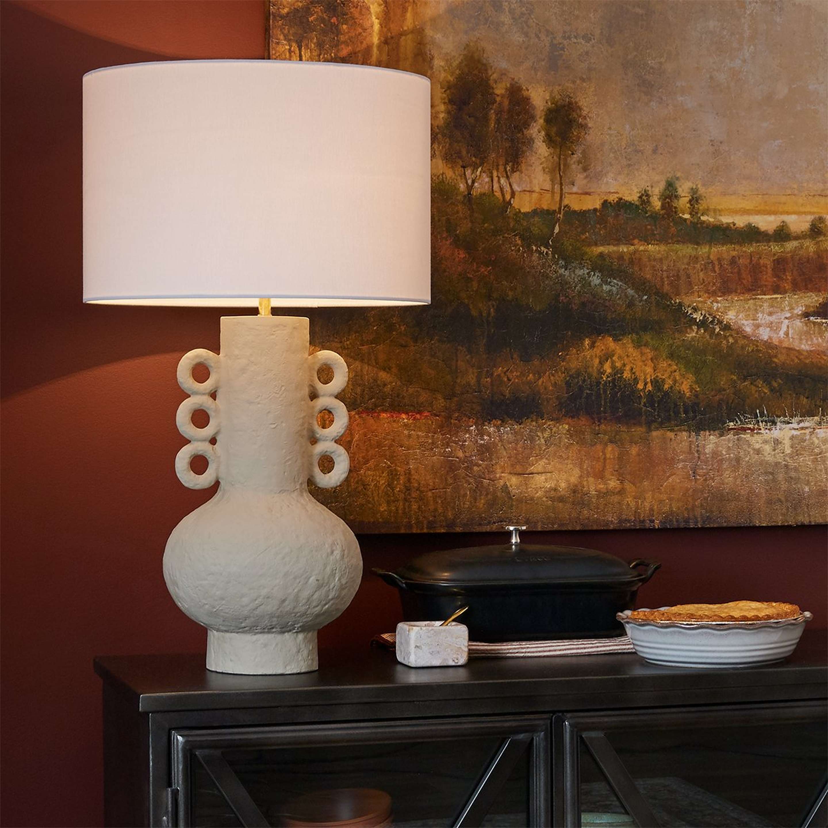 A Lyon Table Lamp with Matte Gray color