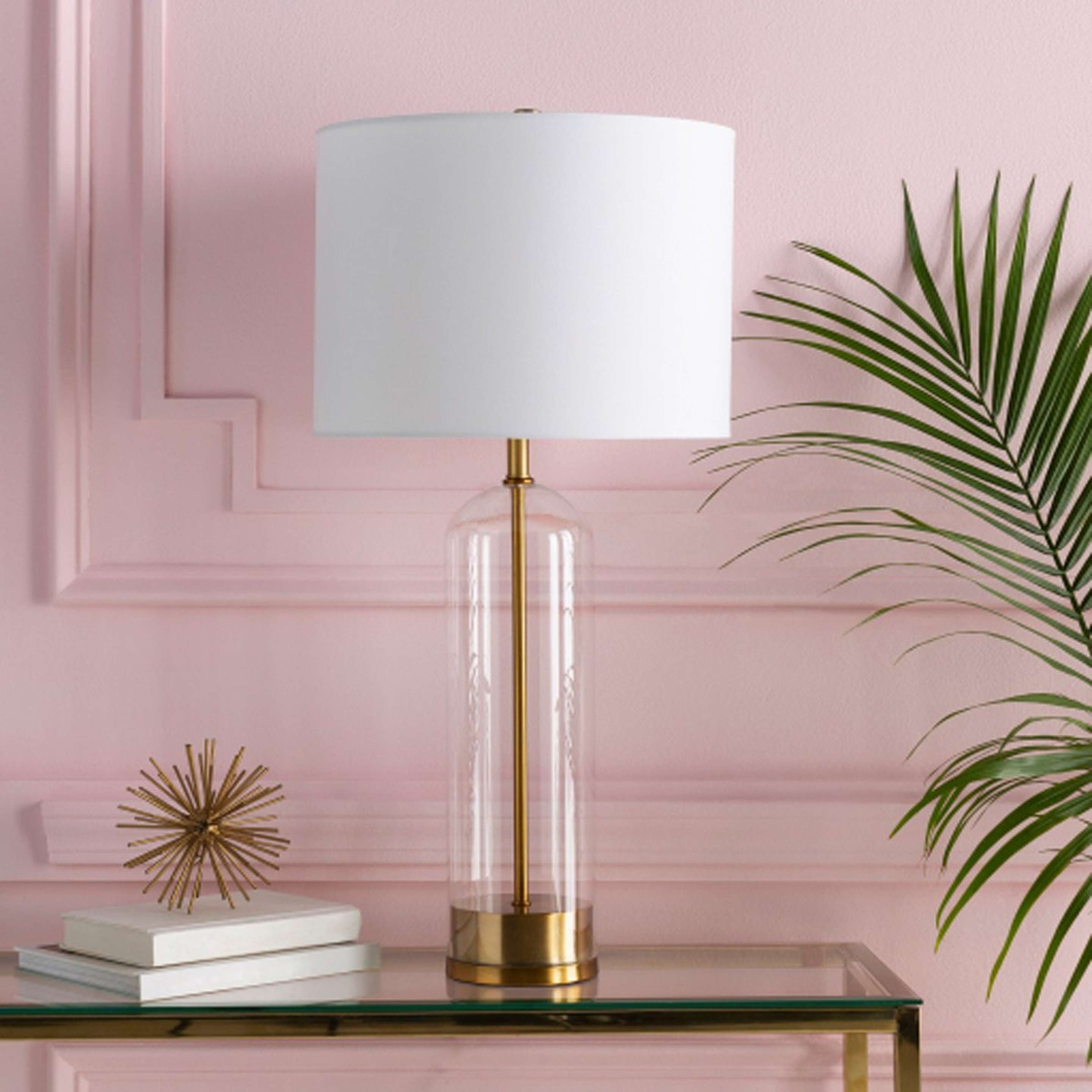 A Clara Table Lamp with Aged Brass / Clear Glass color