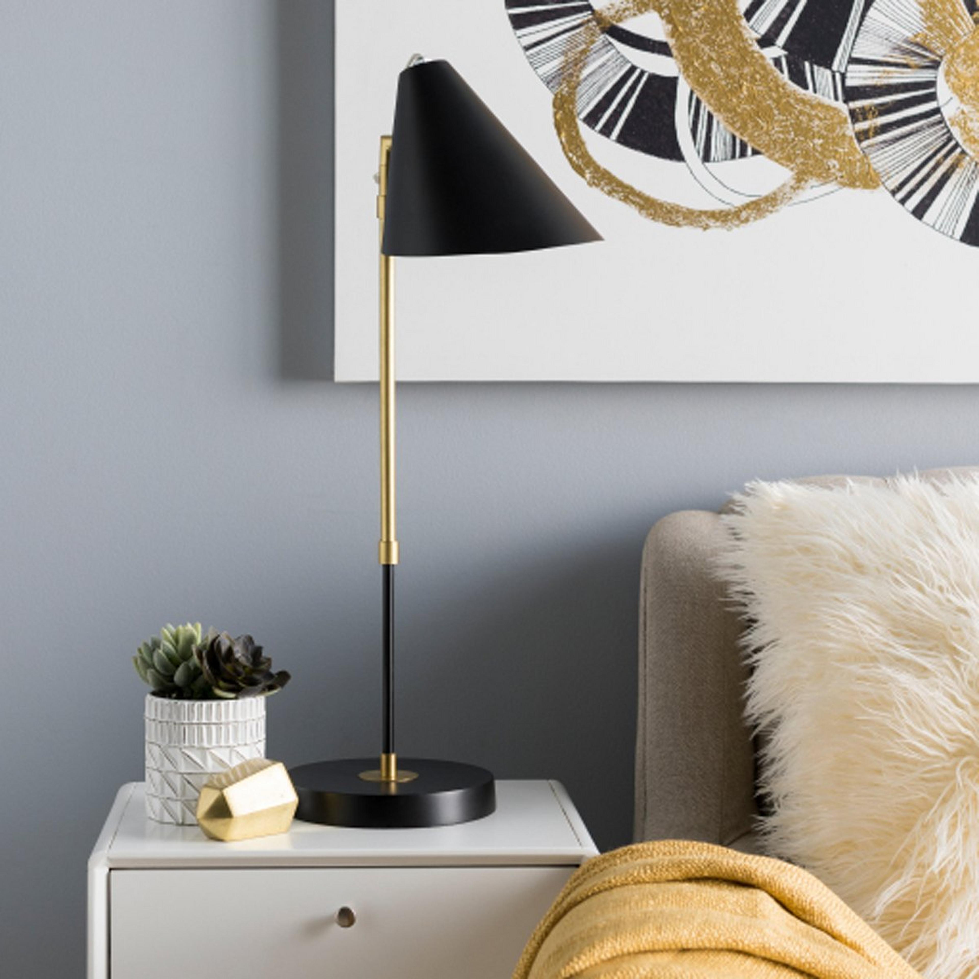A Luxo Modern Table Lamp with Black / Aged Brass color
