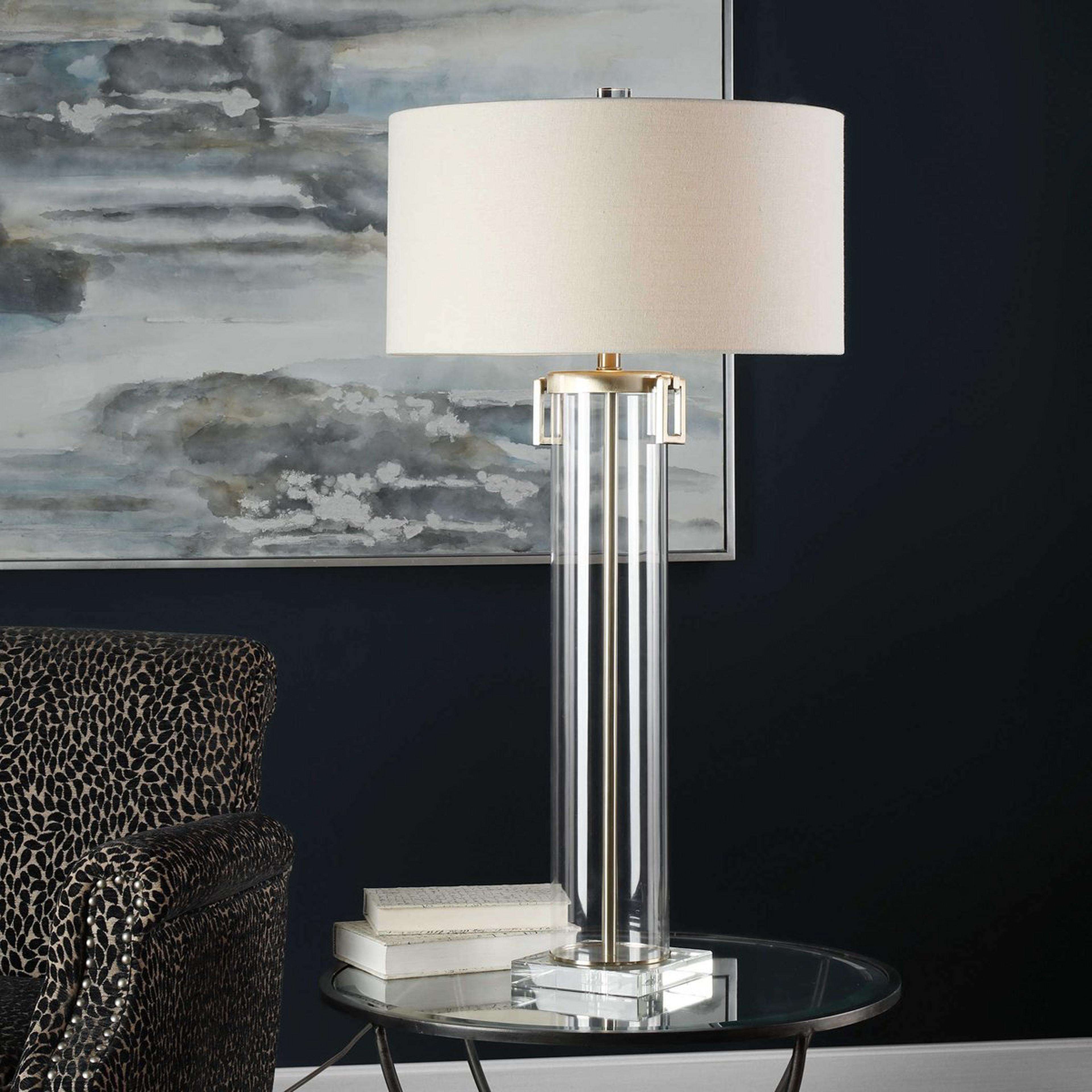 A Estelle Table Lamp with Champagne Nickel / Clear color