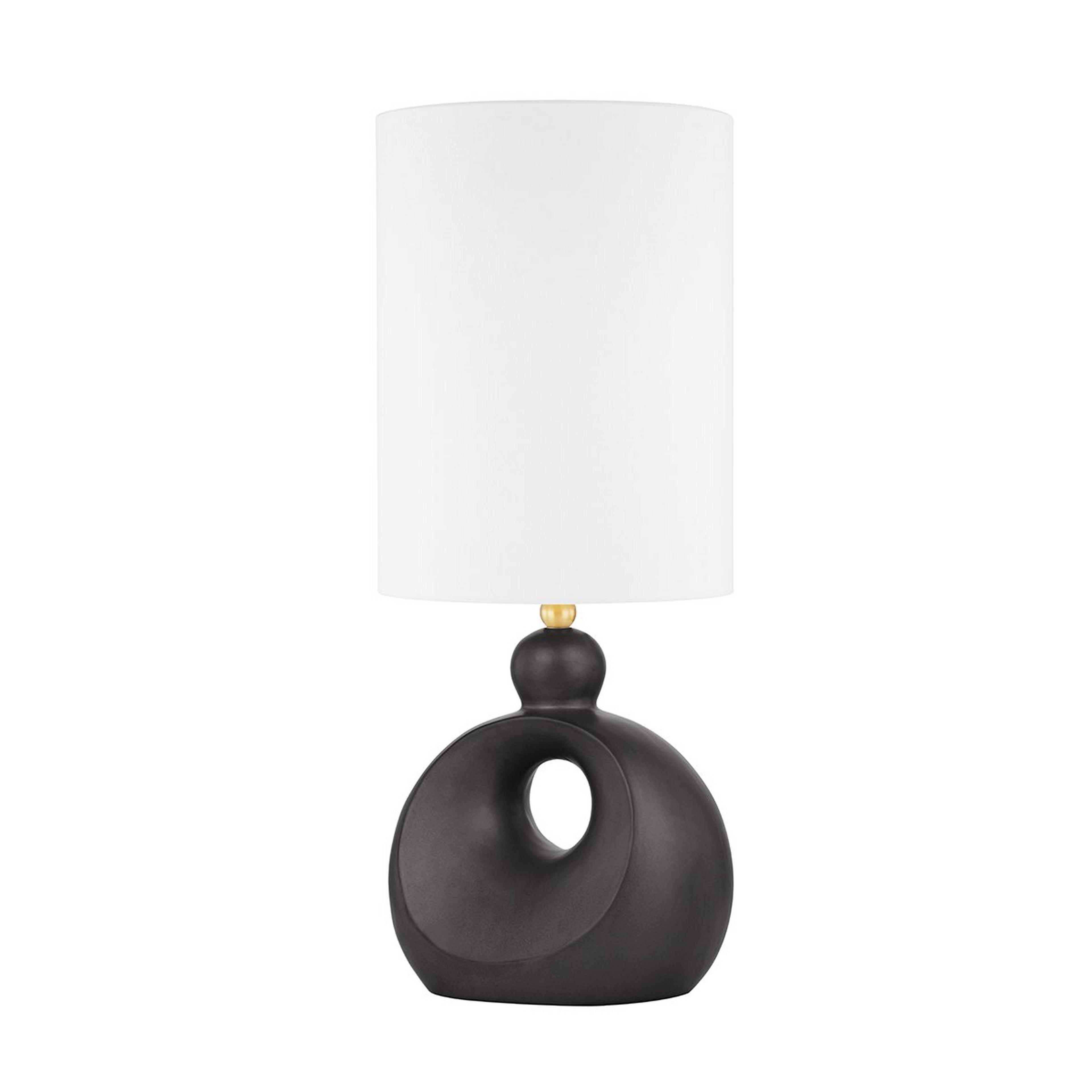 A Gomez Table Lamp with Black Ceramic / White Linen color