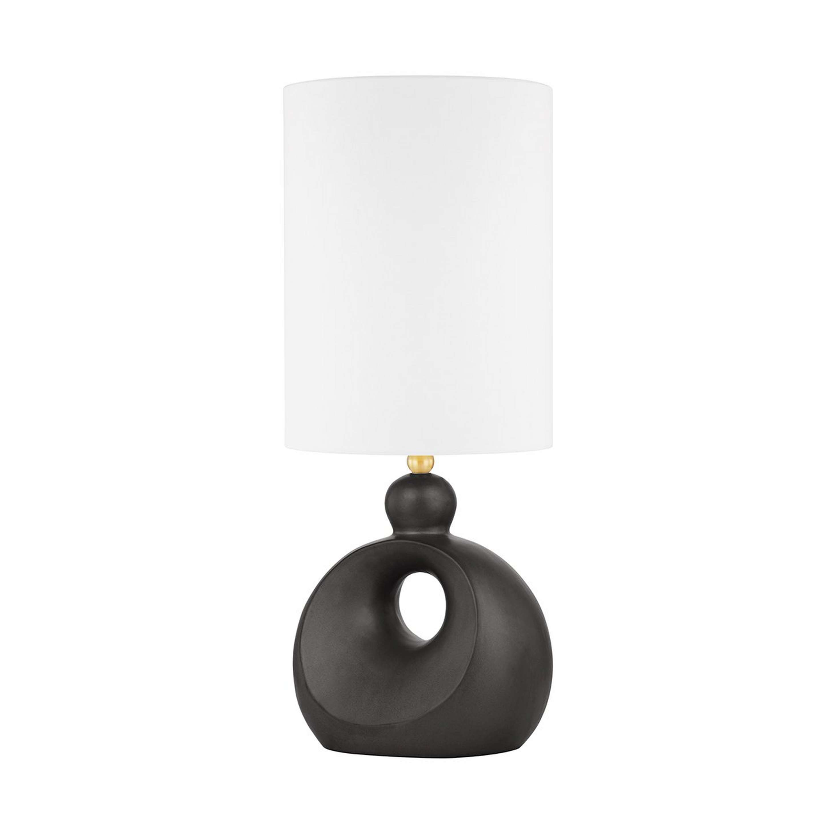 A Gomez Table Lamp with Black Ceramic / White Linen color