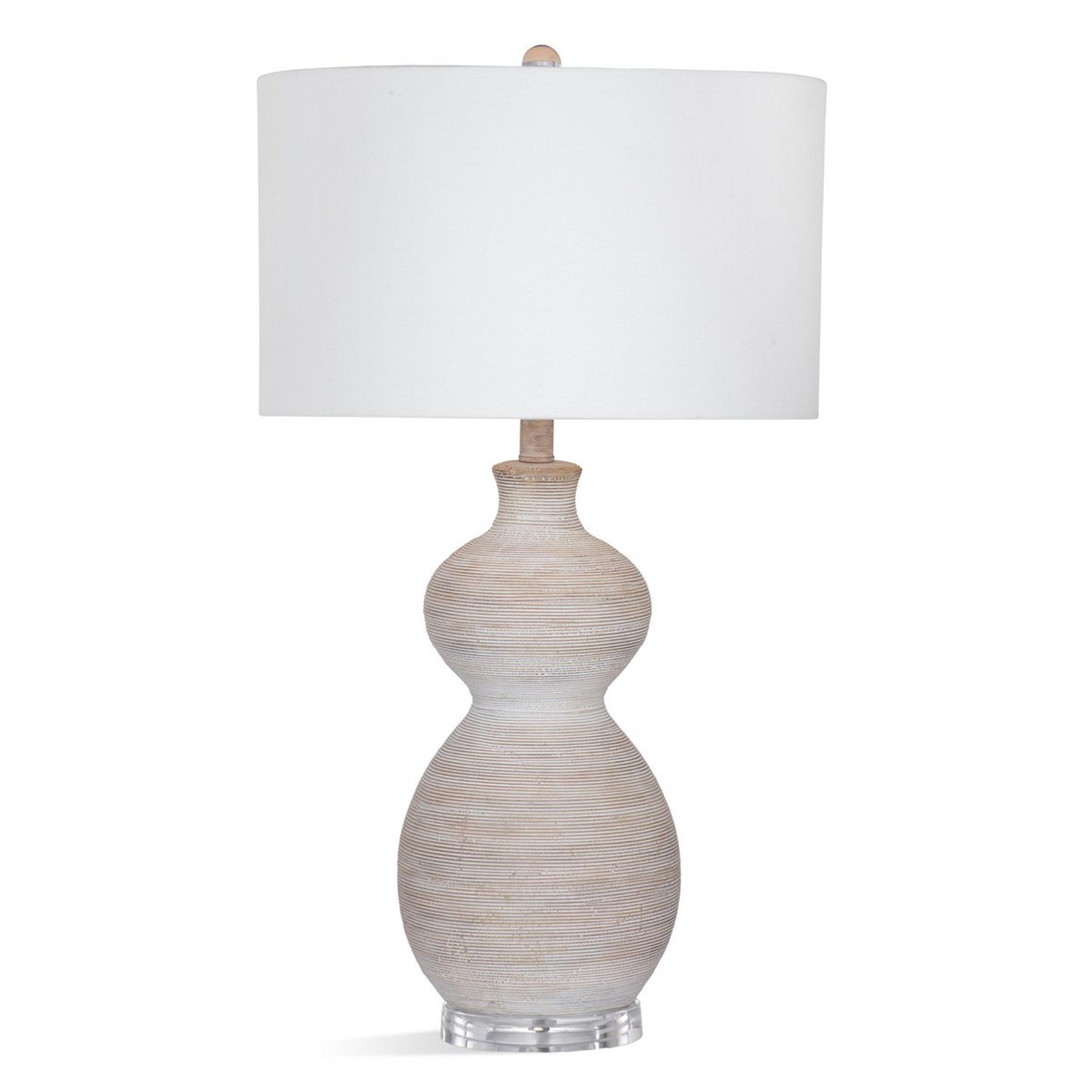 A Ripple Gourd Table Lamp with White Wash Beige / White  color