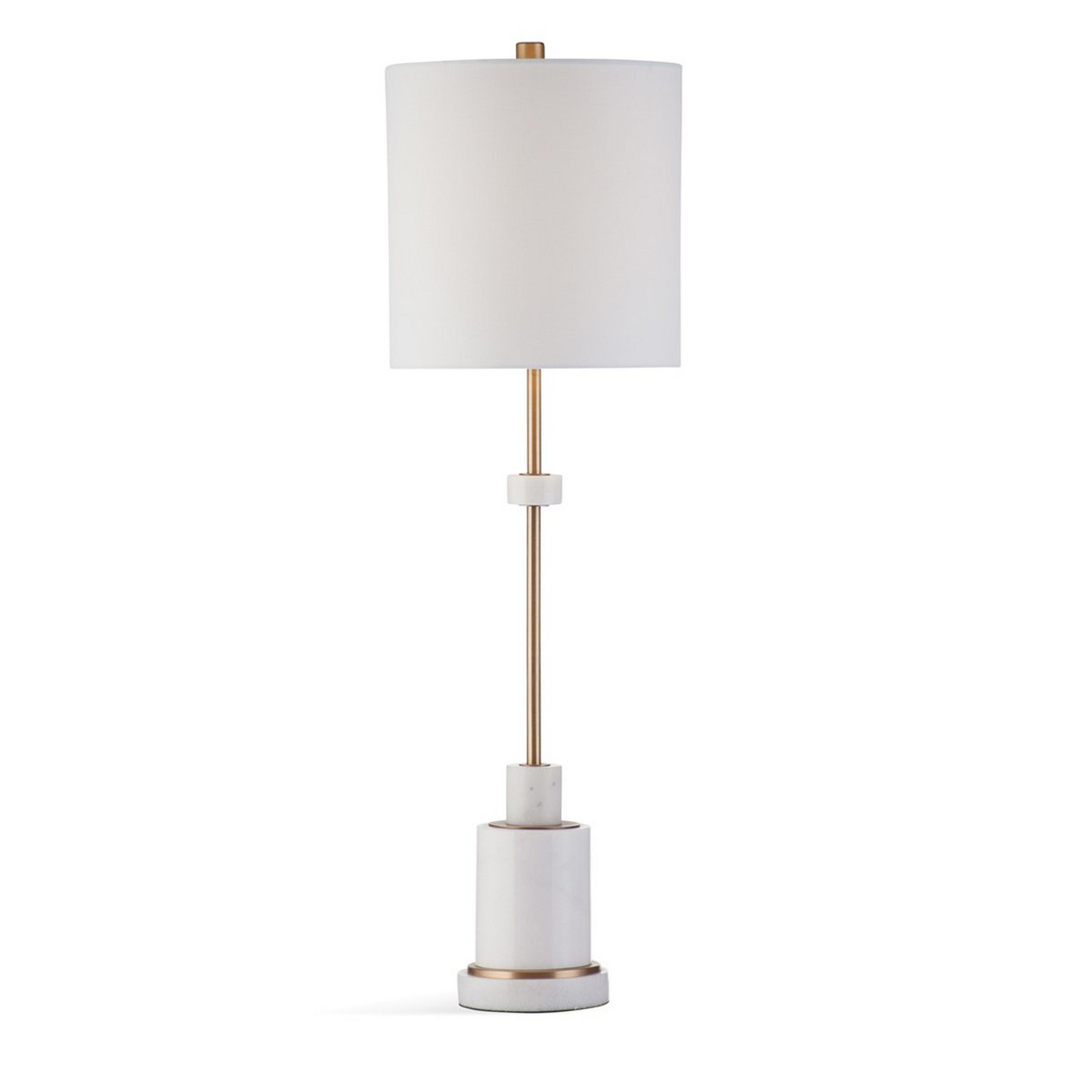 A Muy Marblique Buffet Lamp with White Marble / Antique Brass color