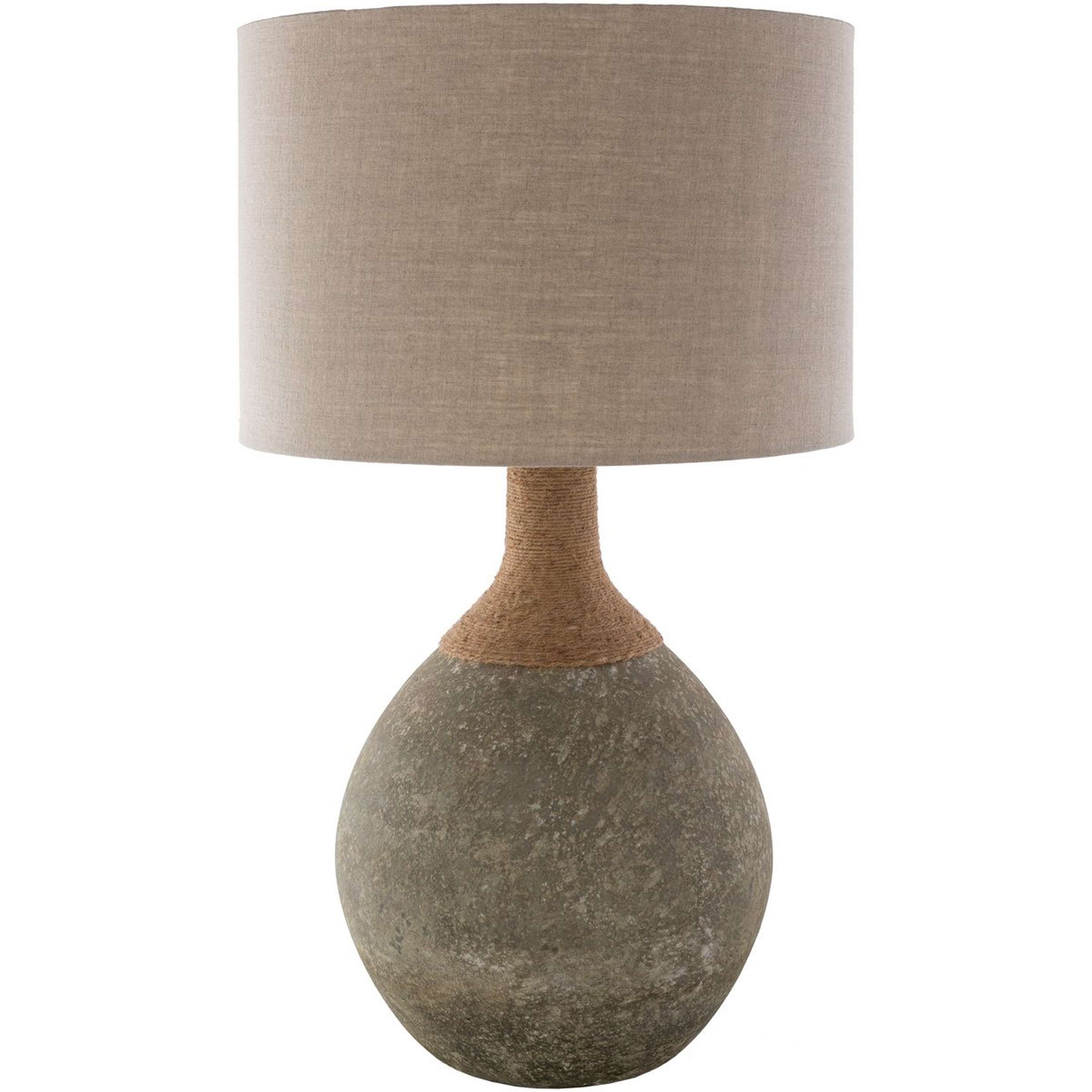 A Pamina Table Lamp with Distressed Sage Textured Glass / Jute Rope color