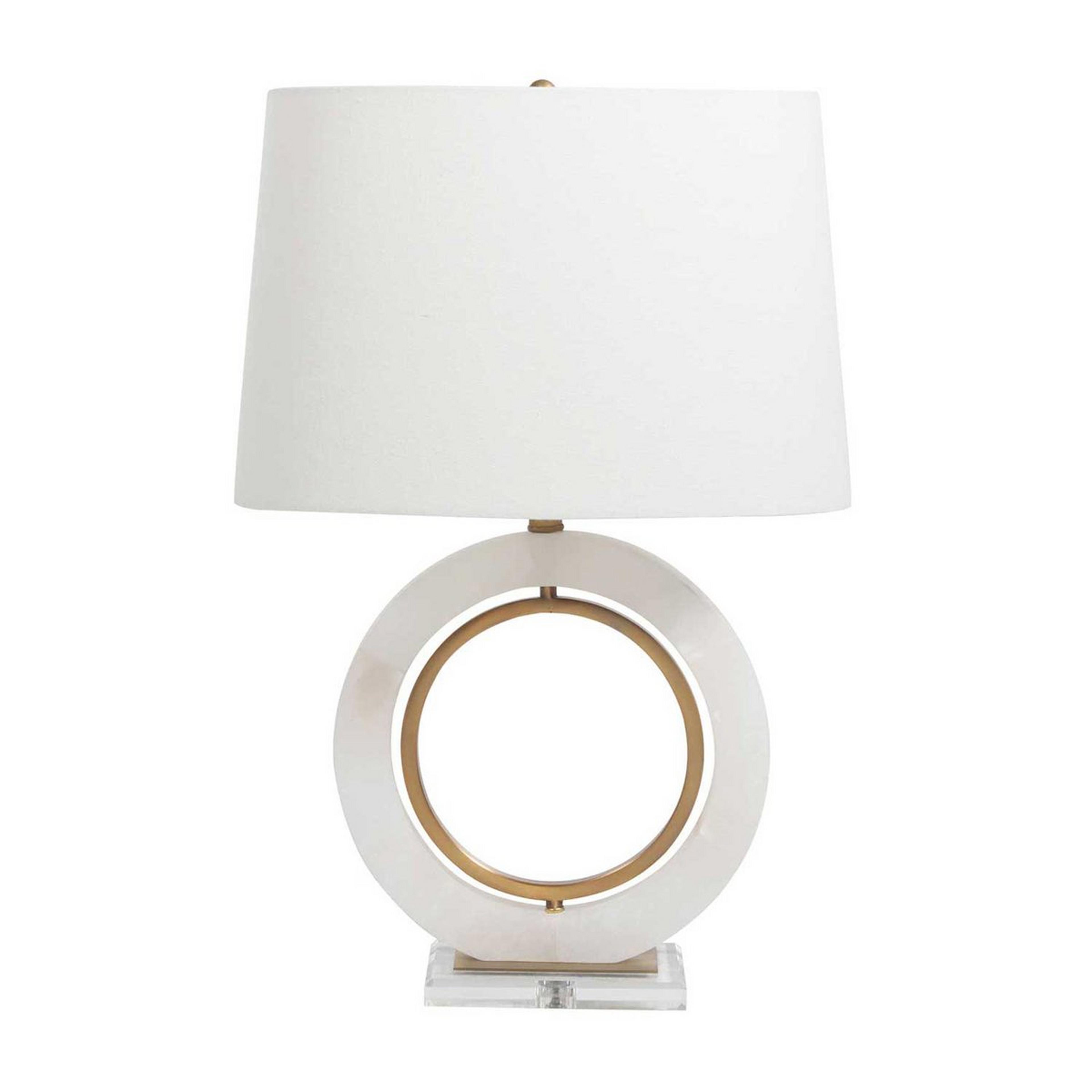A Domingo Ring Table Lamp with Clear Acrylic / Alabaster / Antique Brass color