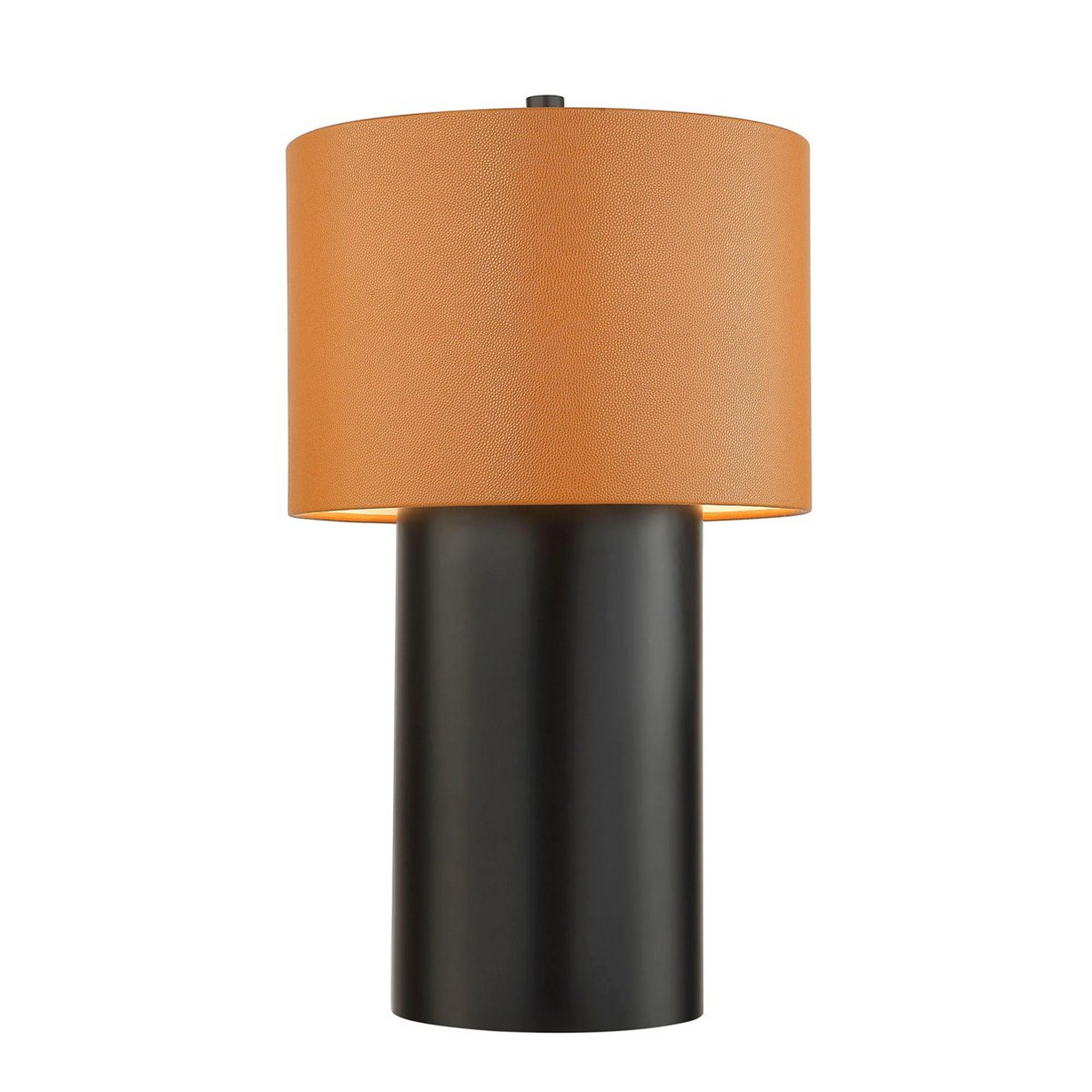 A Morovis Table Lamp with Black / Camel Leather  color