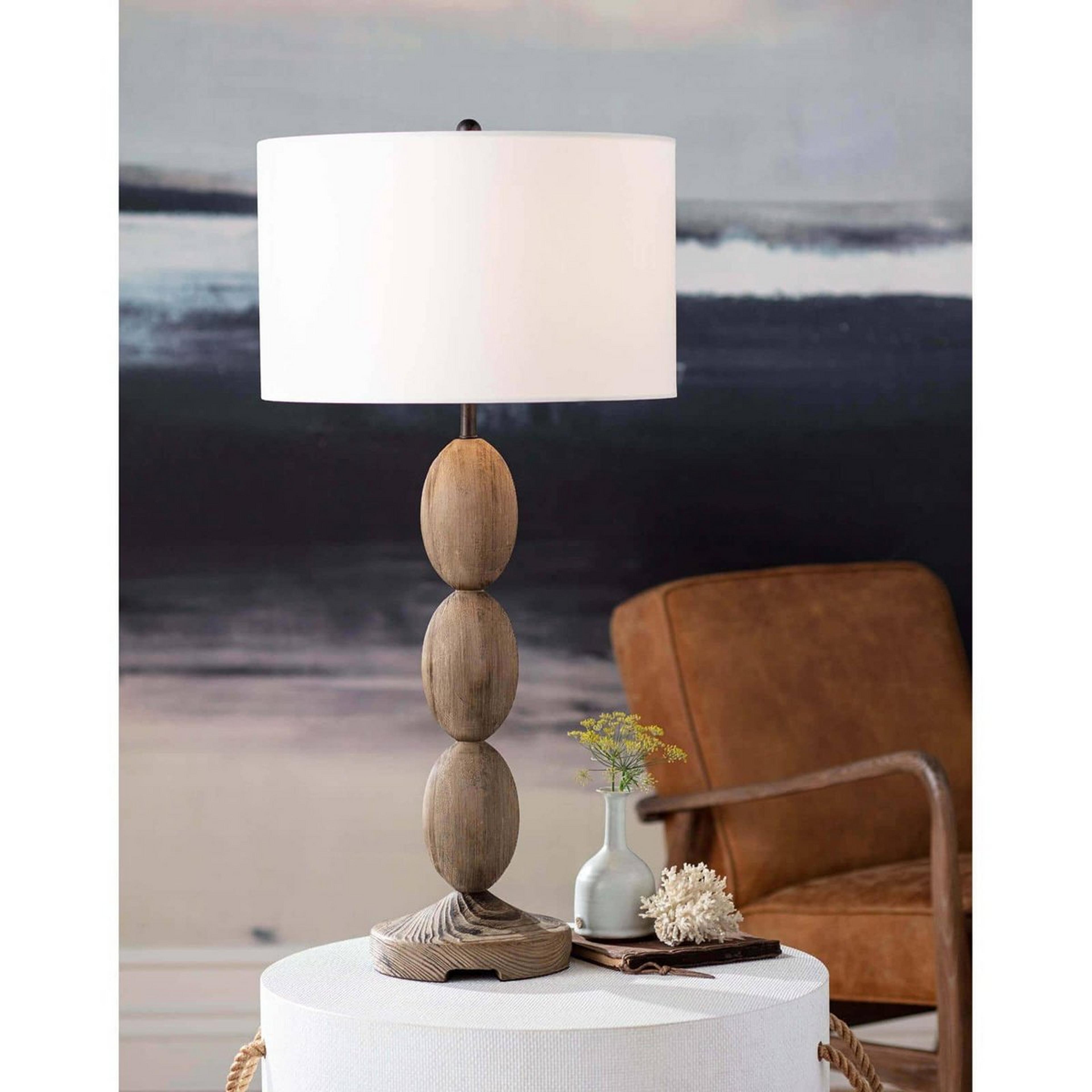 A Laslo Table Lamp with Birch Wood  color