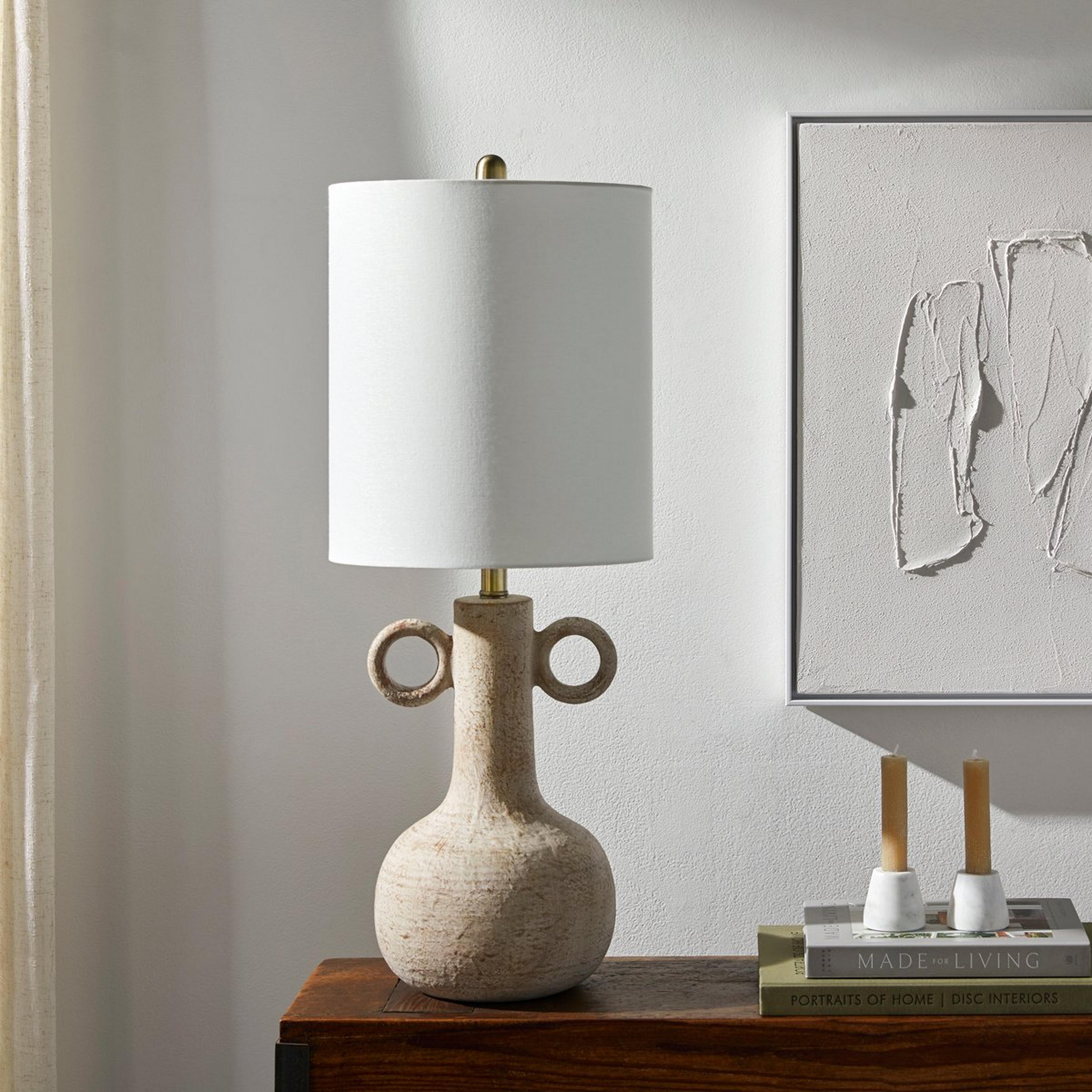 A Alexei Table Lamp with Textured Beige color