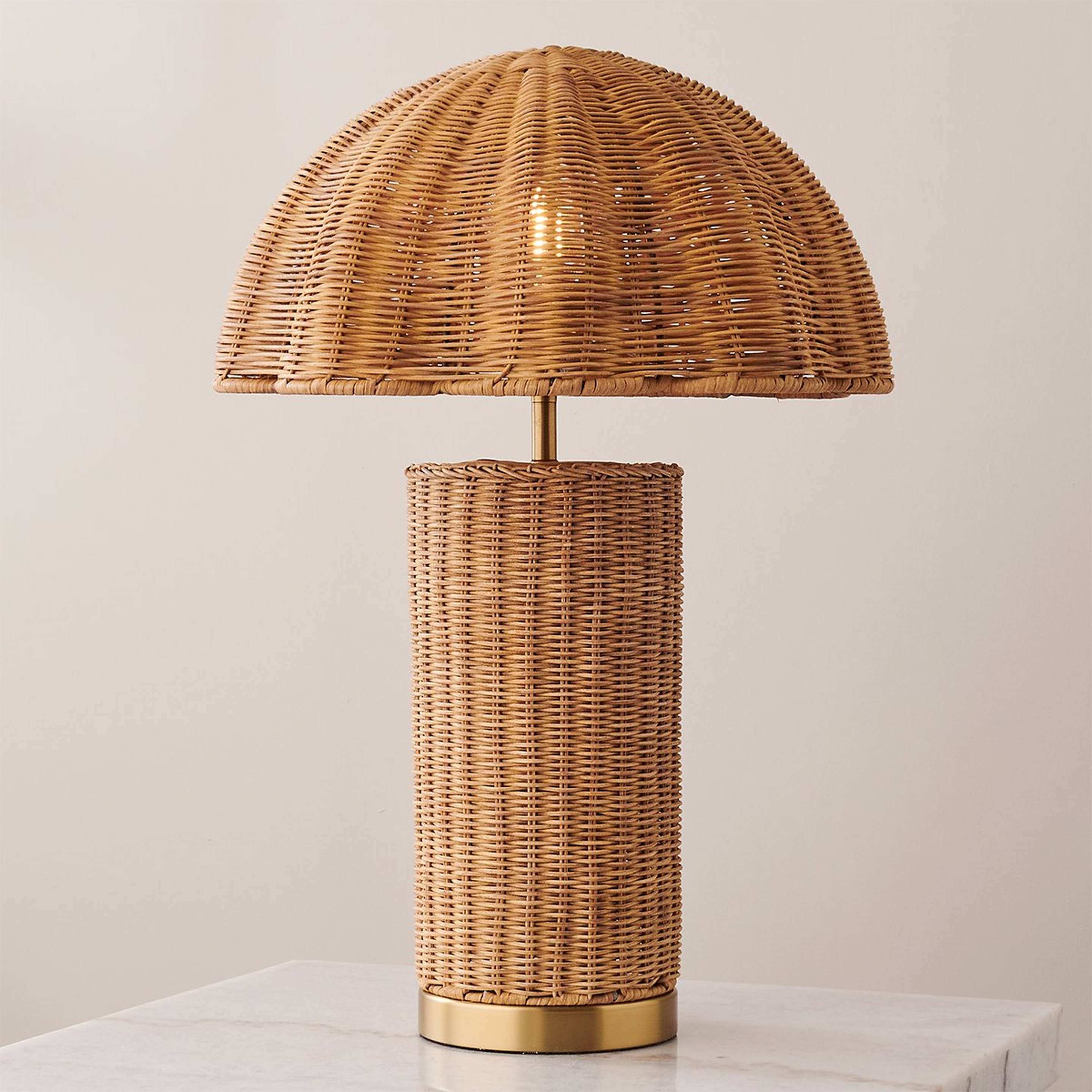 A Chris Loves Julia Greta Table Lamp with Aged Brass / Rattan color