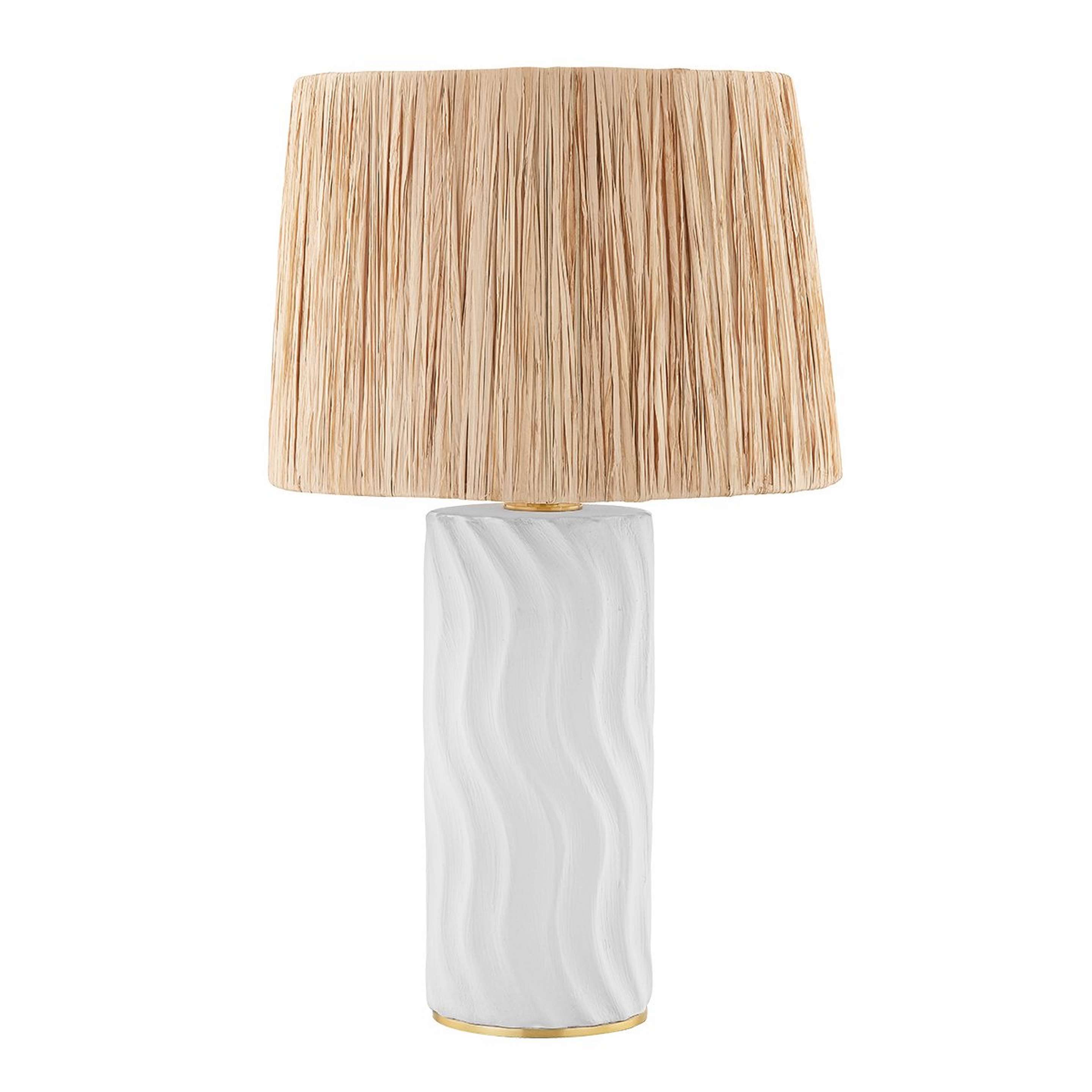 A Beachy Waves Table Lamp with White Ceramic / Aged Brass color