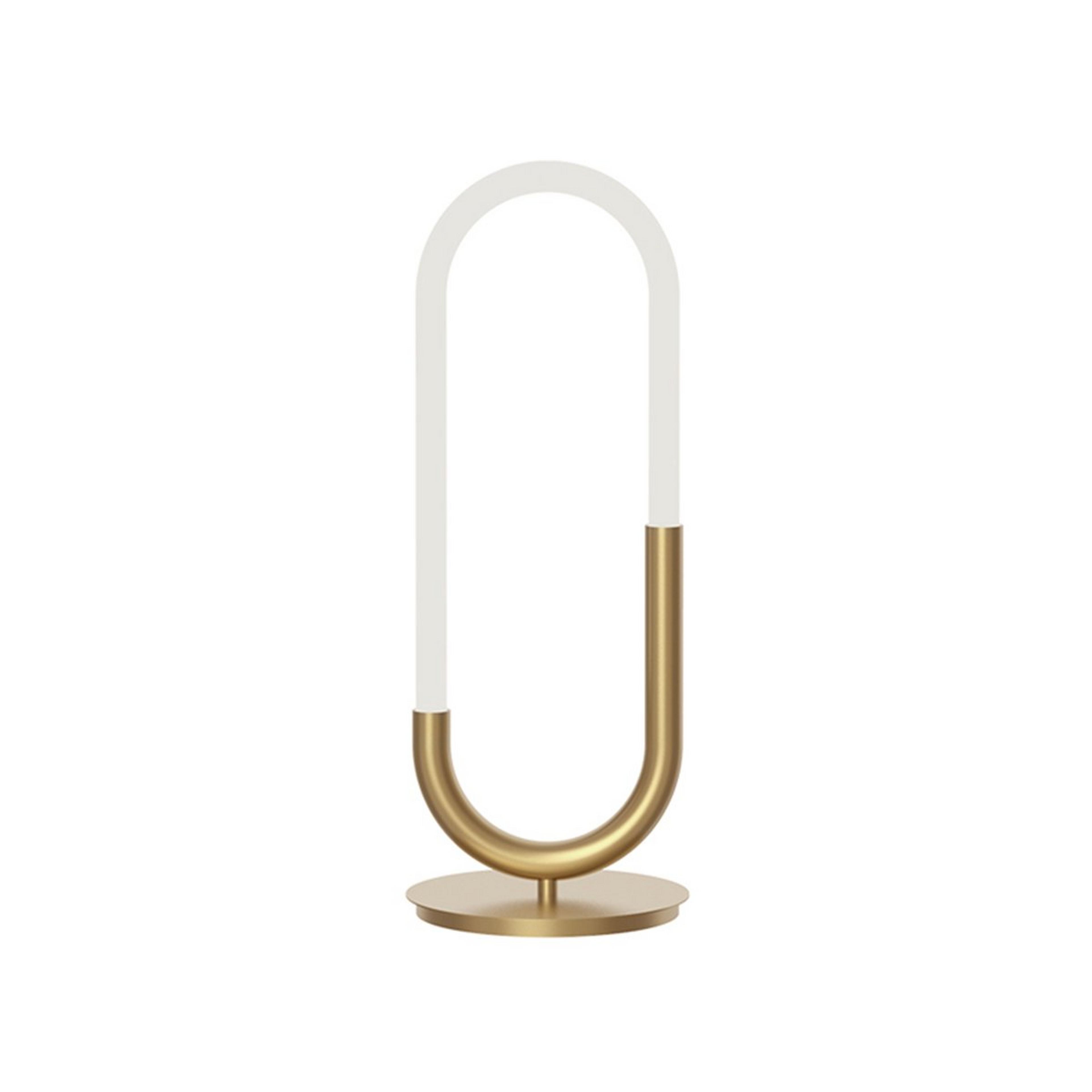 A Cassini LED Table Lamp with Brushed Gold / Frosted White color