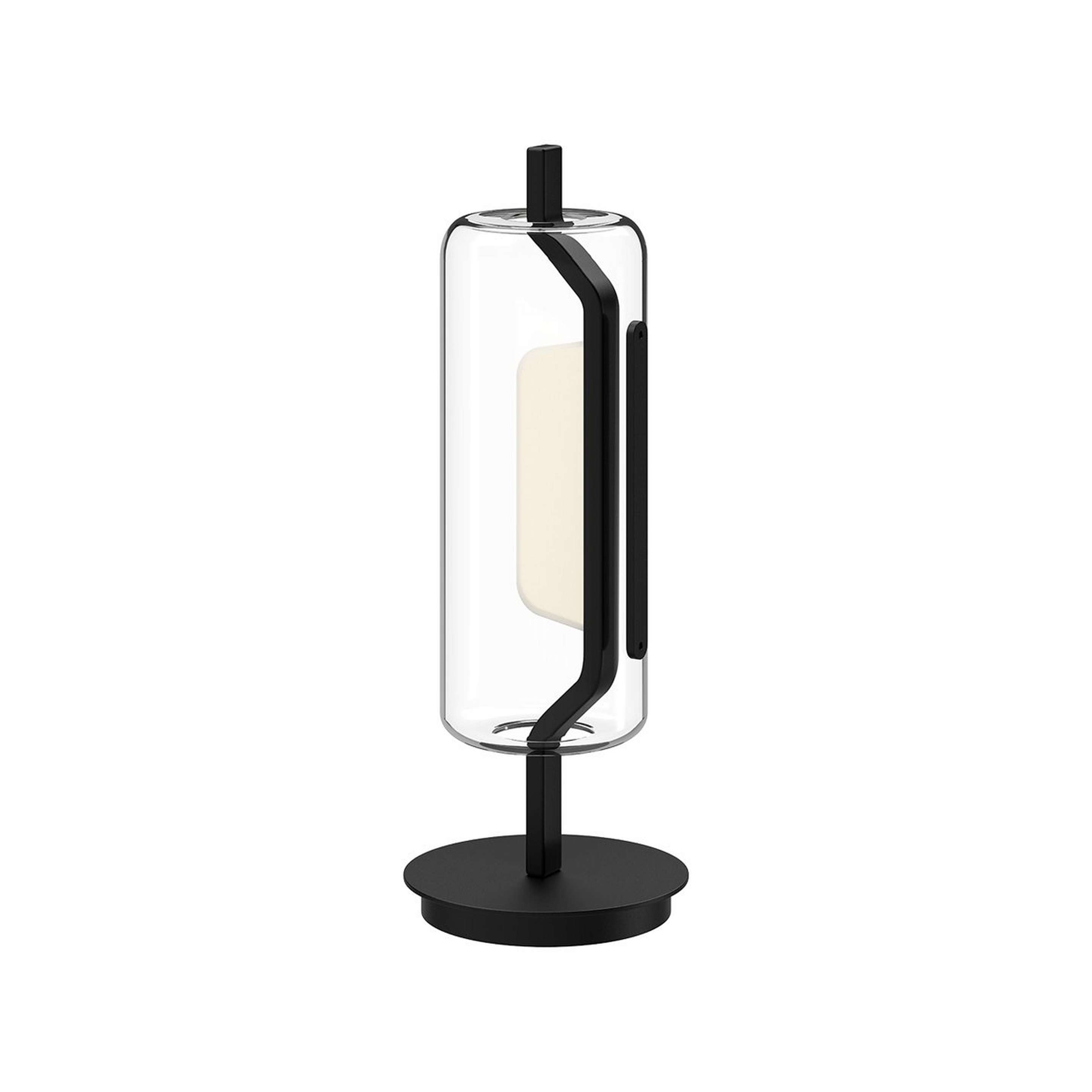 A Callisto LED Table Lamp with Black / Clear Glass color