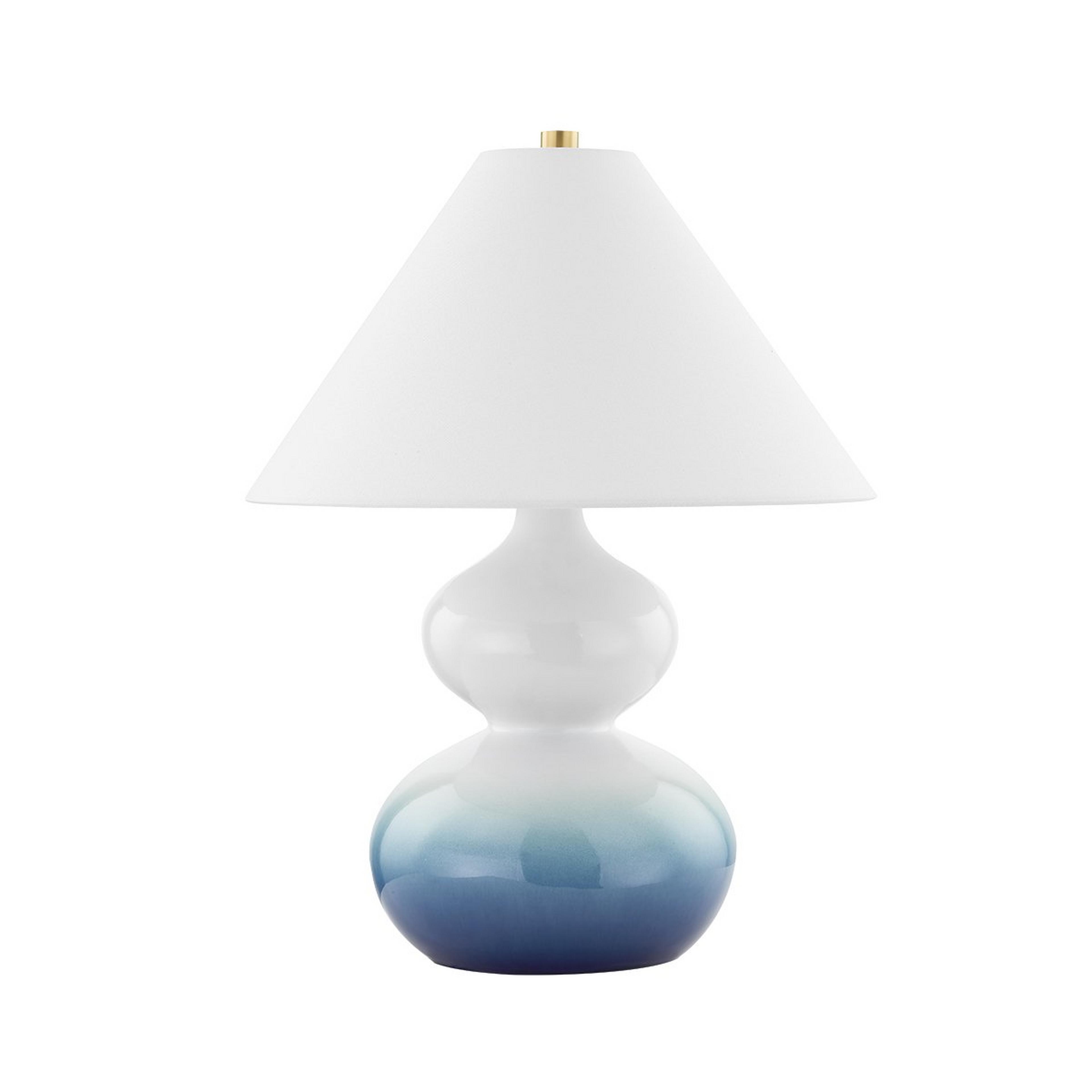 A Desdemona Ceramic Table Lamp with White / Blue Ombre / Brass color